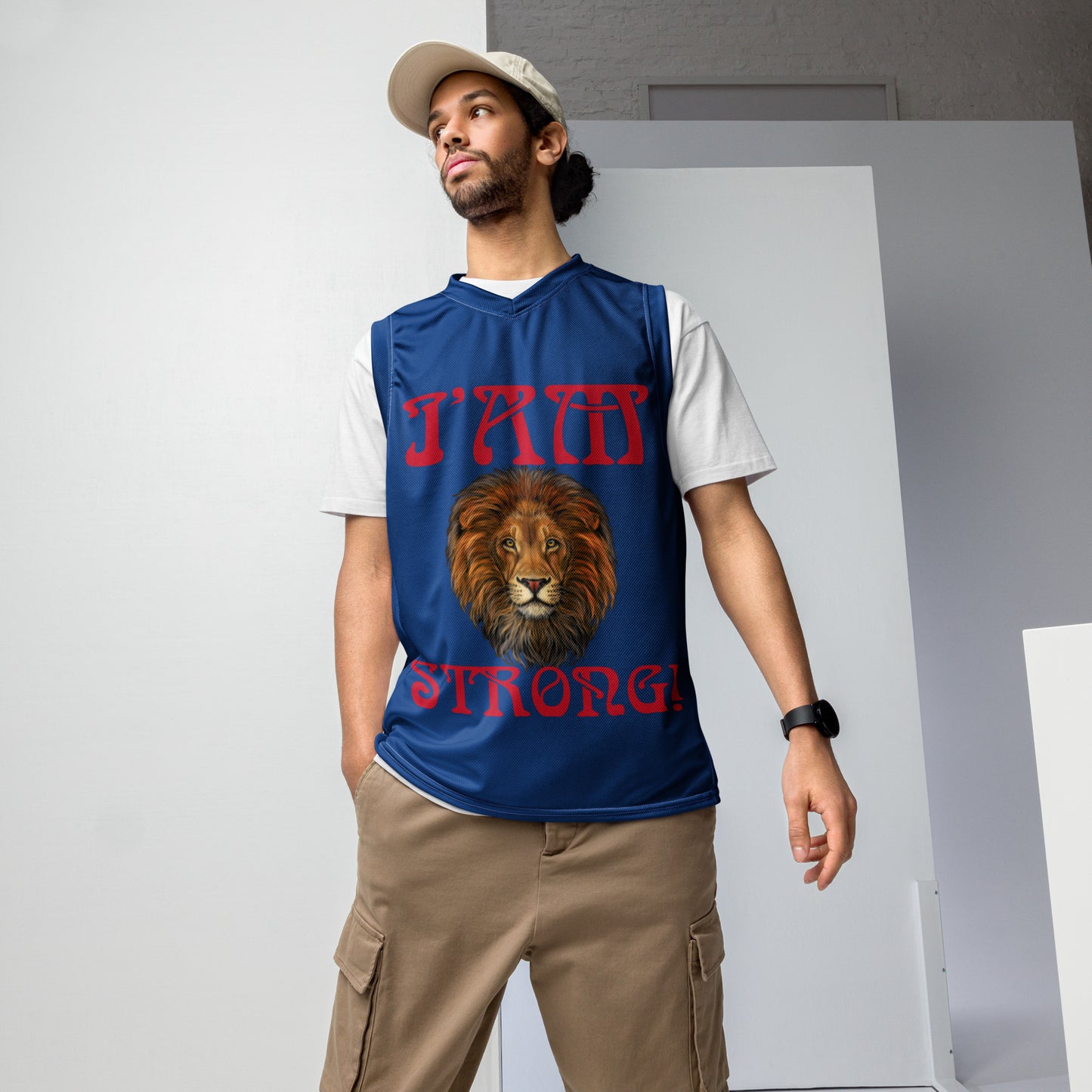 I’AM STRONG!”#6 Blue Unisex Basketball Jersey W/Red Font