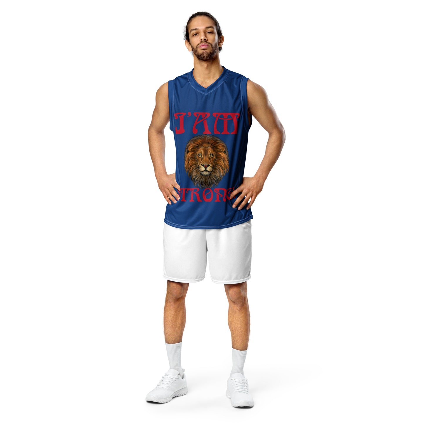 I’AM STRONG!”#6 Blue Unisex Basketball Jersey W/Red Font