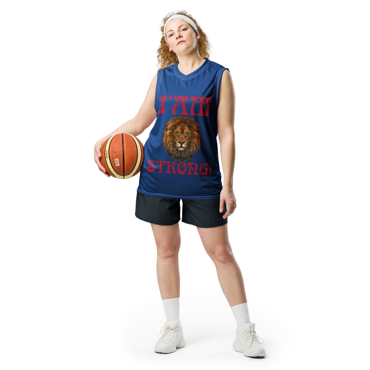 I’AM STRONG!”#6 Blue Unisex Basketball Jersey W/Red Font
