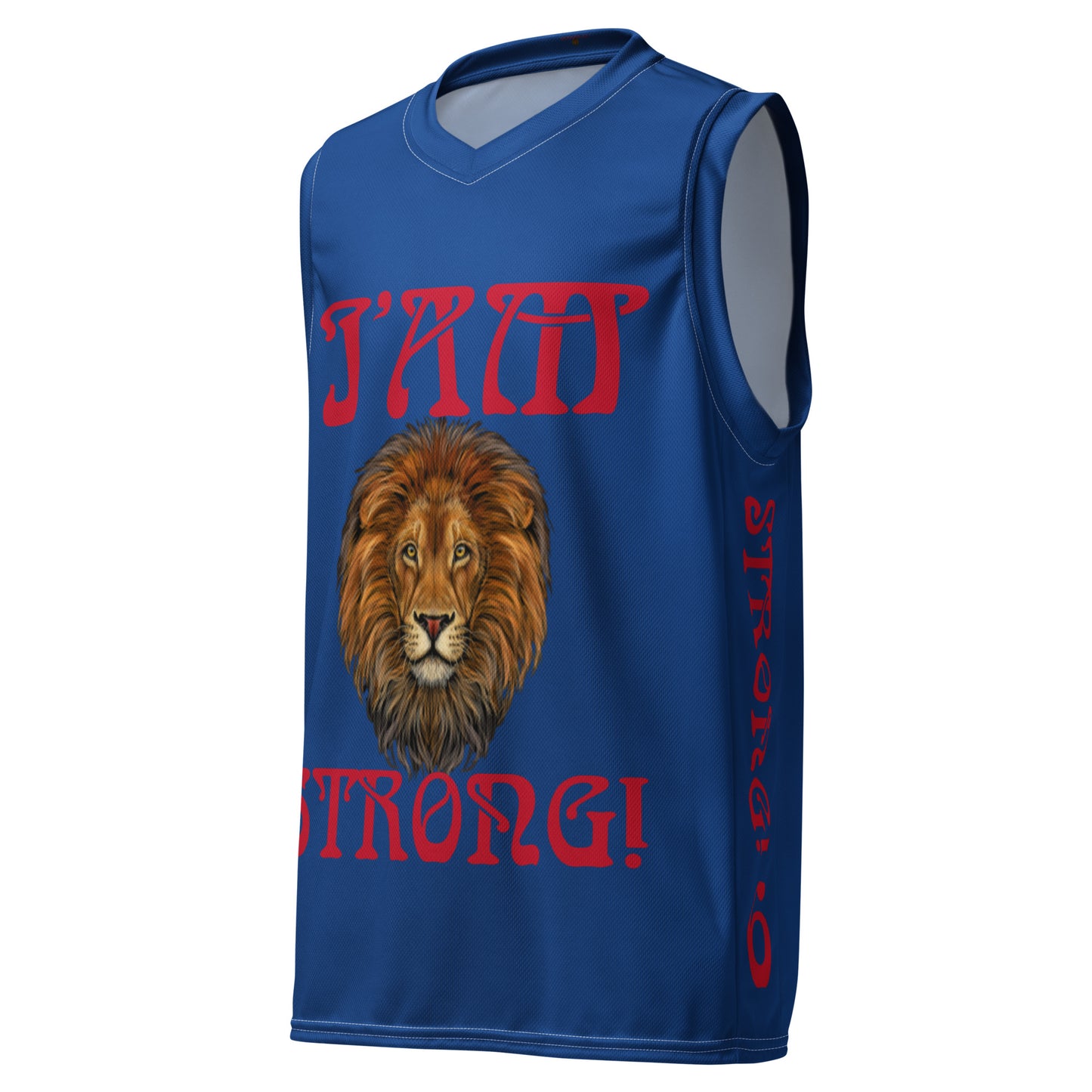 I’AM STRONG!”#6 Blue Unisex Basketball Jersey W/Red Font
