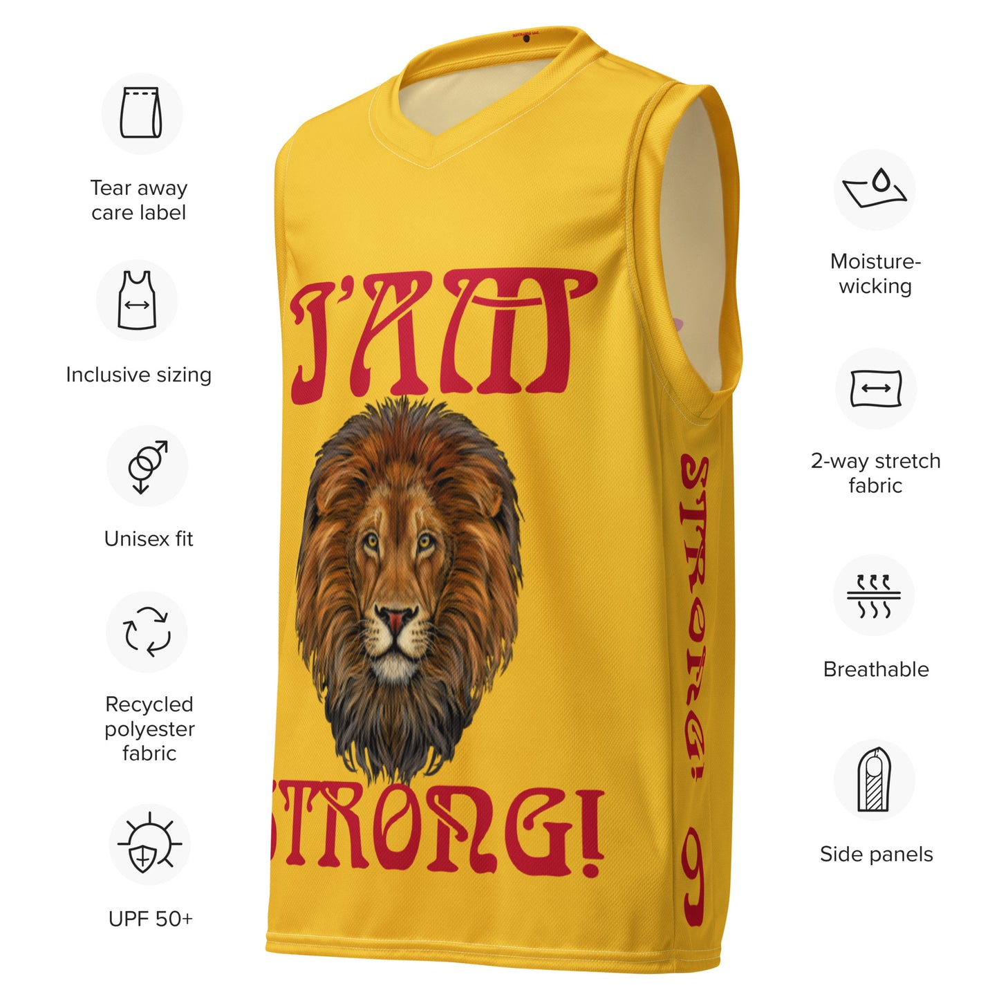 “I’AM STRONG!”#9 Yellow Unisex Basketball Jersey W/Red Font