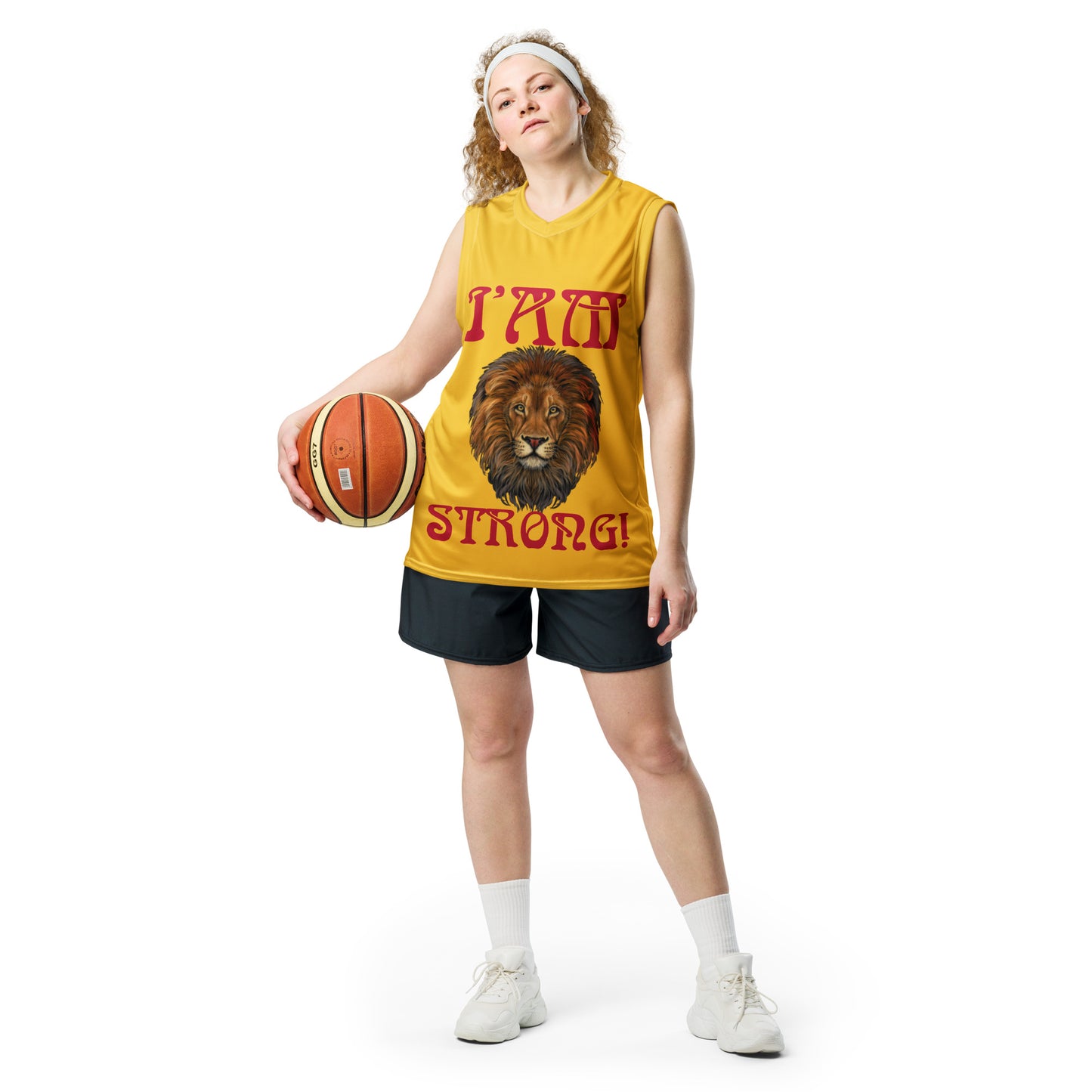 “I’AM STRONG!”#9 Yellow Unisex Basketball Jersey W/Red Font