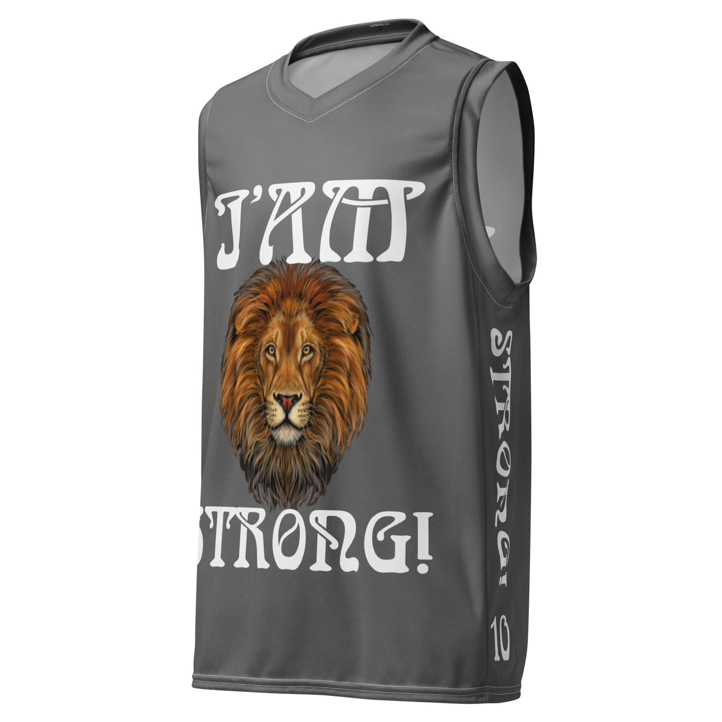“I’AM STRONG!”#10 Grey Unisex Basketball Jersey W/White Font