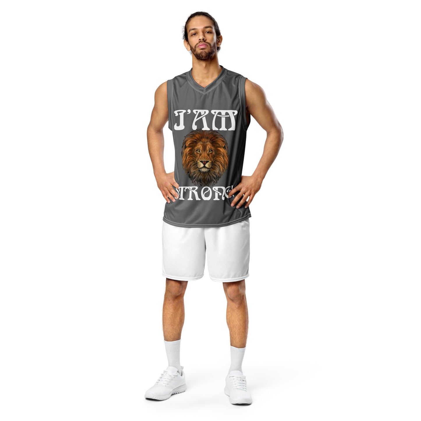 “I’AM STRONG!”#10 Grey Unisex Basketball Jersey W/White Font