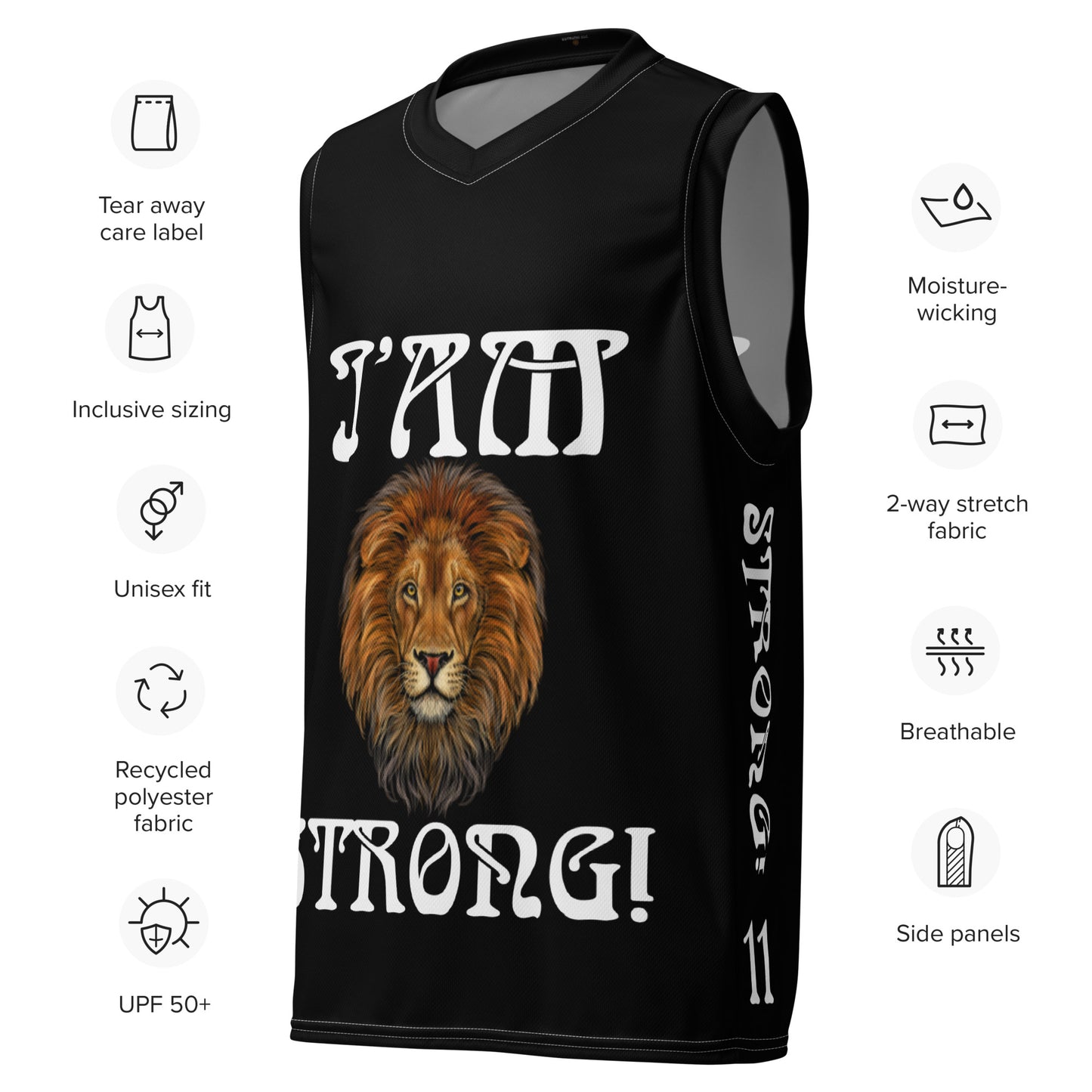 I’AM STRONG!”#11 Black Unisex Basketball Jersey W/White Font