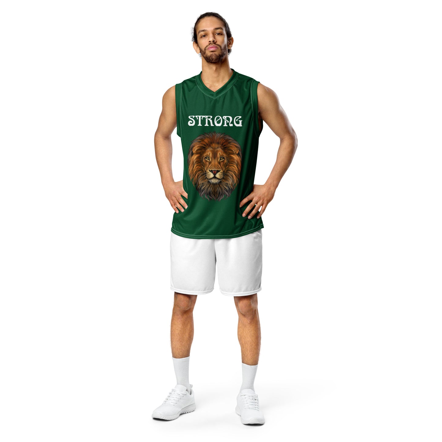 "STRONG" Green Unisex Basketball Jersey W/White Font