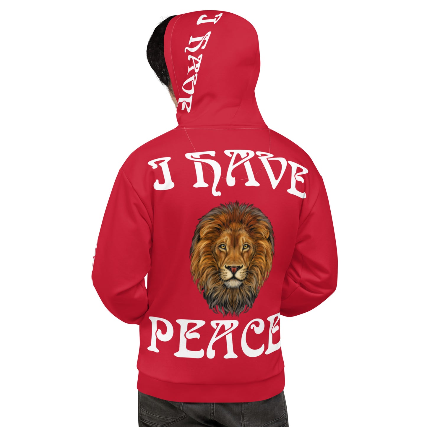 “I HAVE PEACE!"Red Unisex Hoodie W/White Font