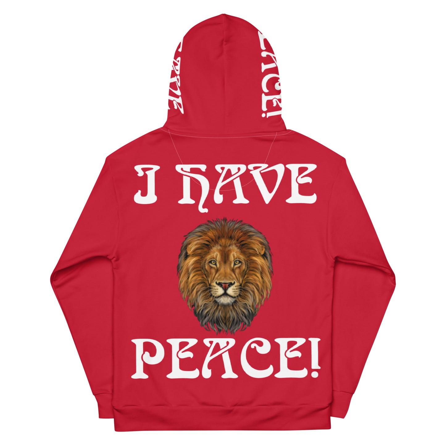 “I HAVE PEACE!"Red Unisex Hoodie W/White Font