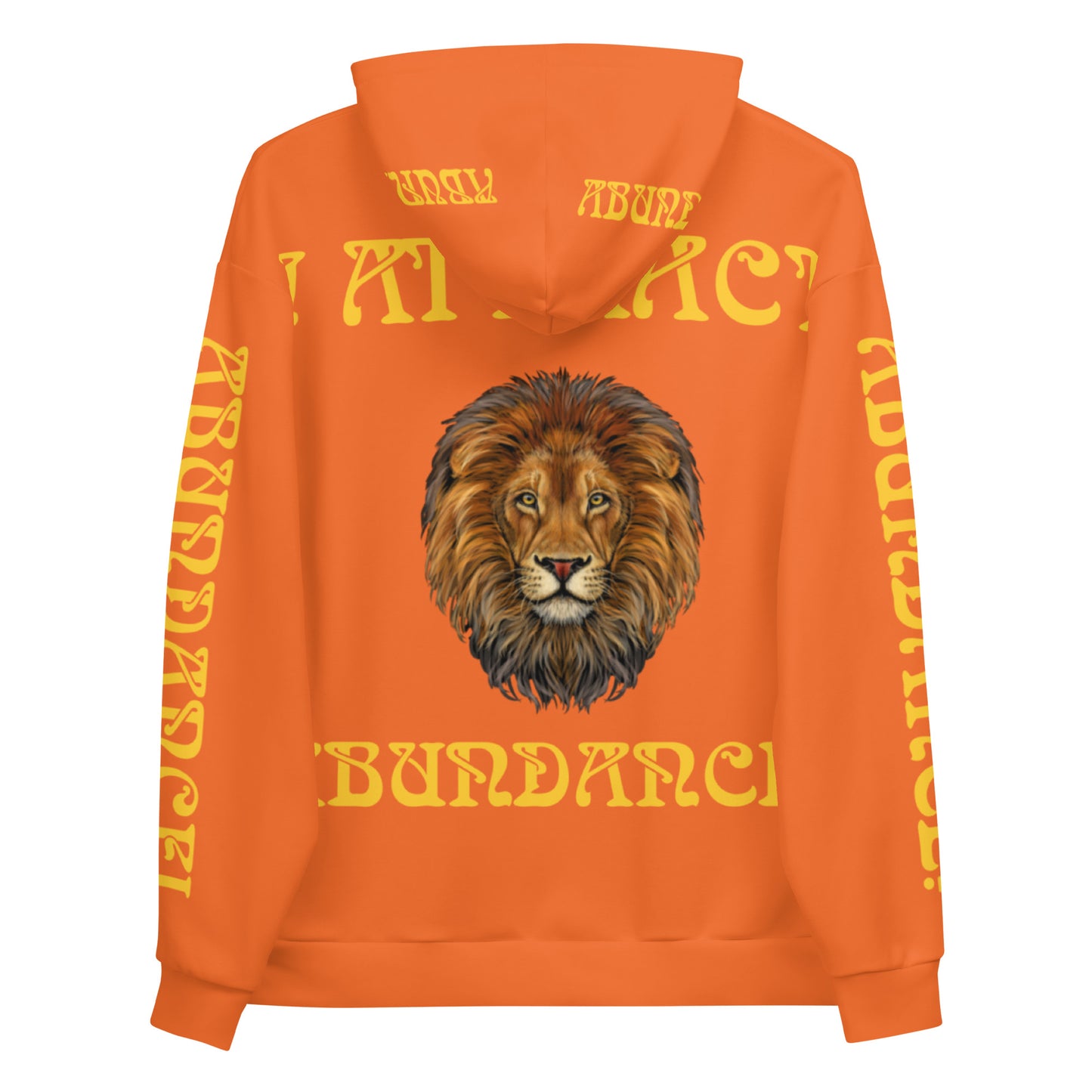 “I ATTRACT ABUNDANCE!"Orange Unisex Hoodie W/Yellow Font
