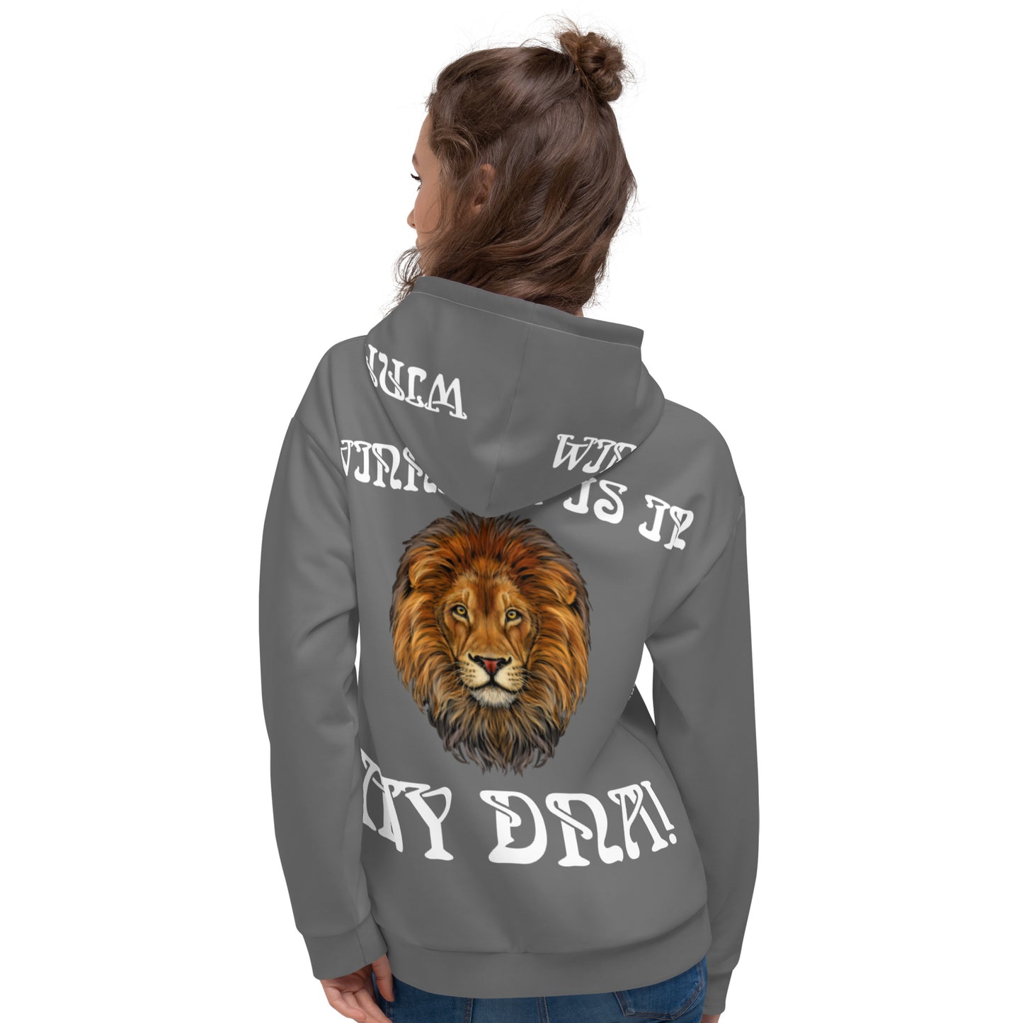 “WINNING IS IN MY DNA!”Grey Unisex Hoodie W/White Font