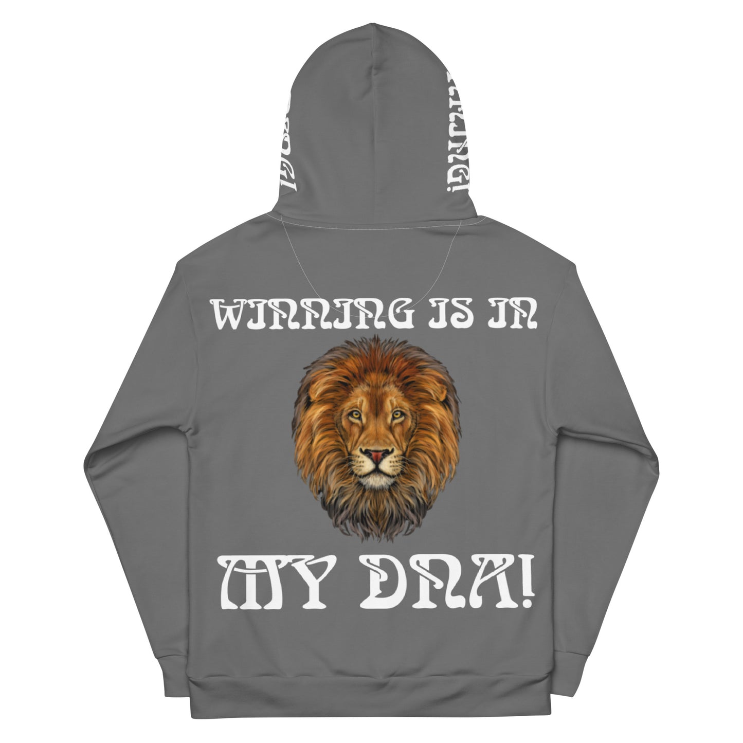 “WINNING IS IN MY DNA!”Grey Unisex Hoodie W/White Font