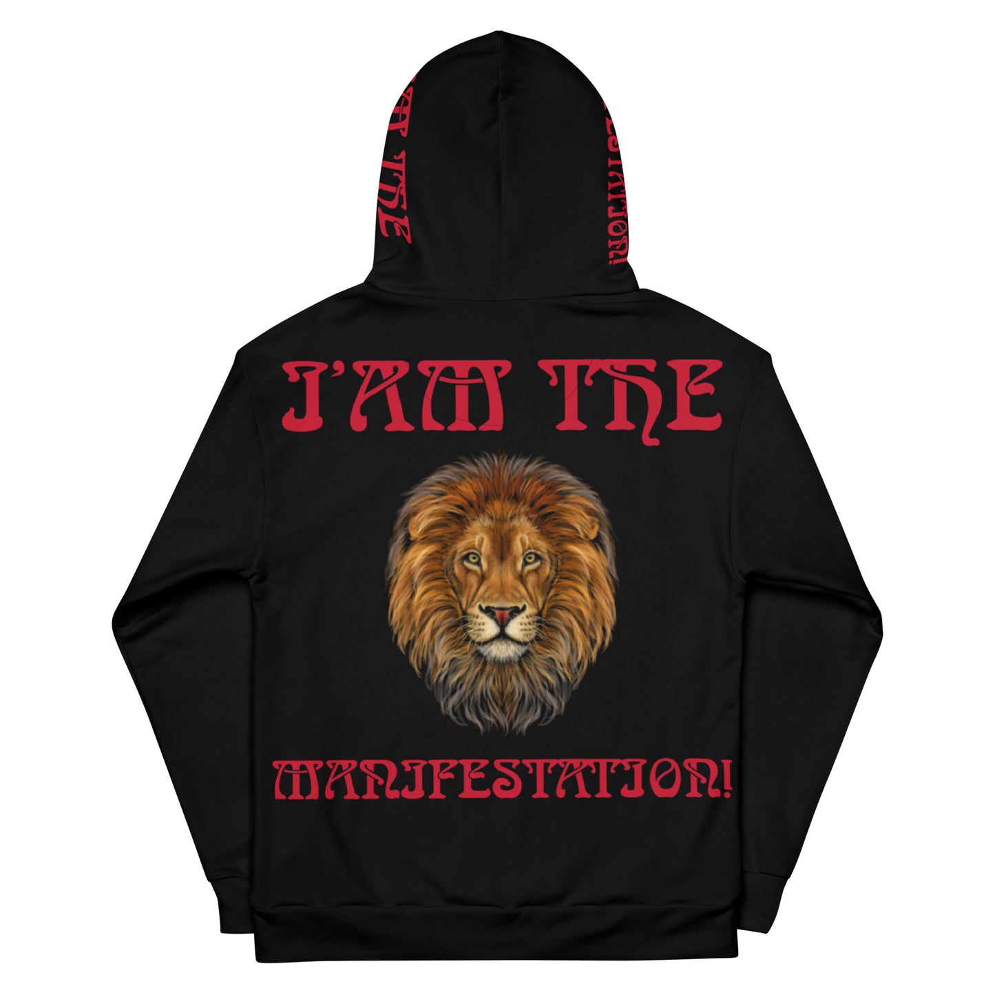 “I’AM THE MANIFESTATION!"Black Unisex Hoodie W/Red Font