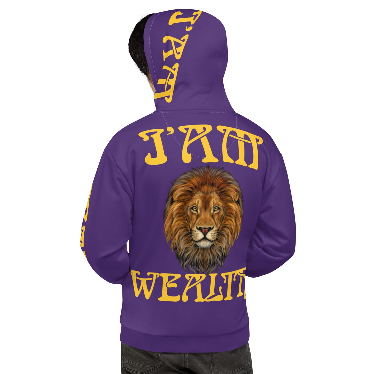 “I’AM SUCCESS,WEALTH!”Purple Unisex Hoodie W/Yellow Font