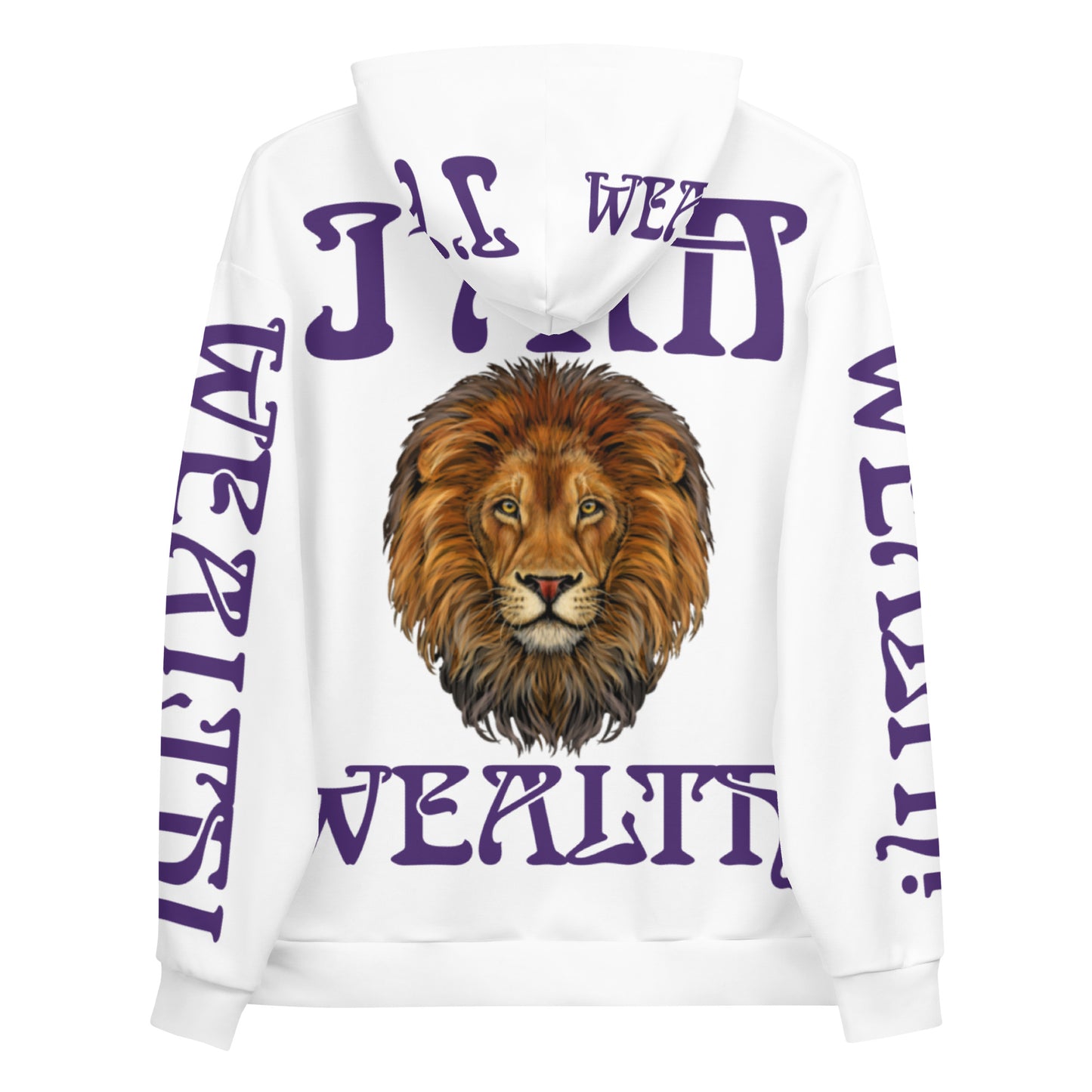 “I’AM SUCCESS,WEALTH!”White Unisex Hoodie W/Purple Font