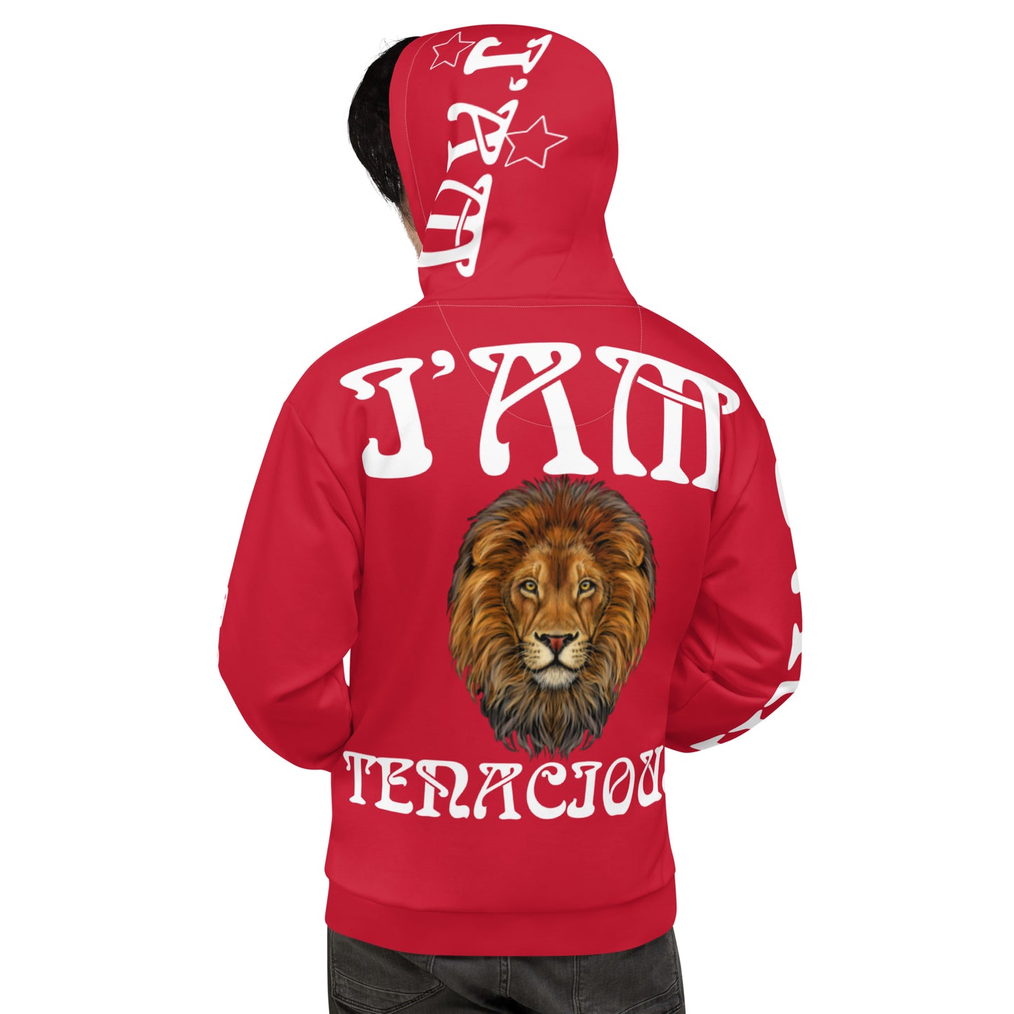 “I’AM TENACIOUS!”Red Unisex Hoodie W/White Font