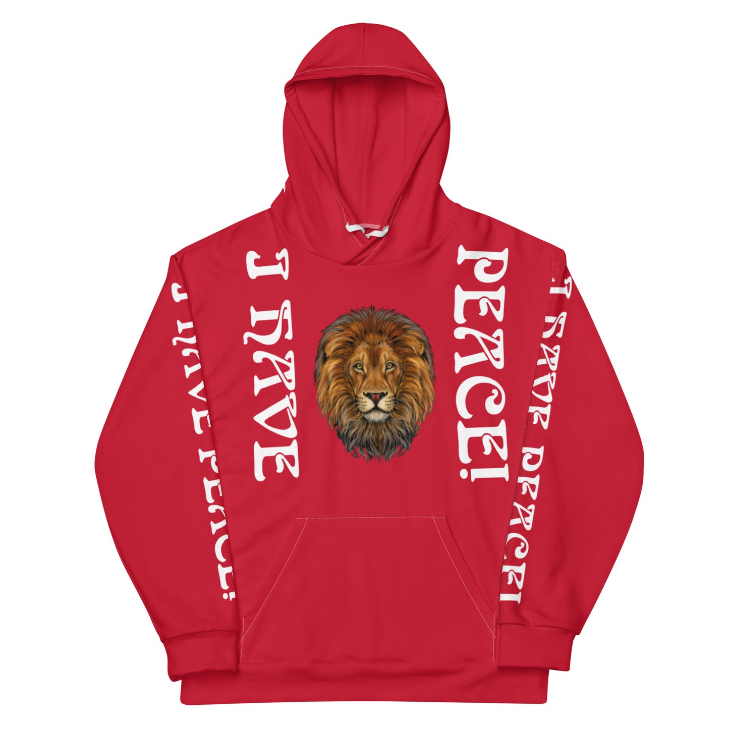 “I HAVE PEACE!"Red Unisex Hoodie W/White Font