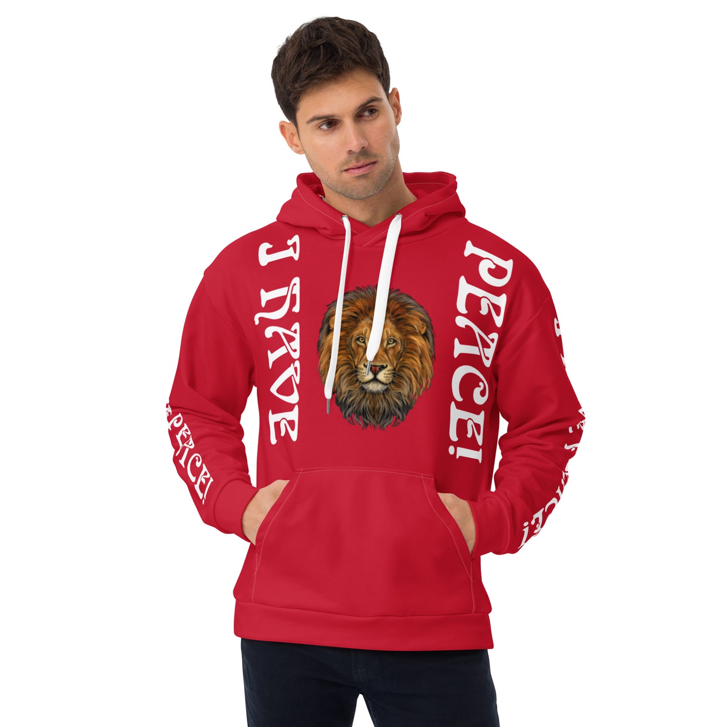 “I HAVE PEACE!"Red Unisex Hoodie W/White Font