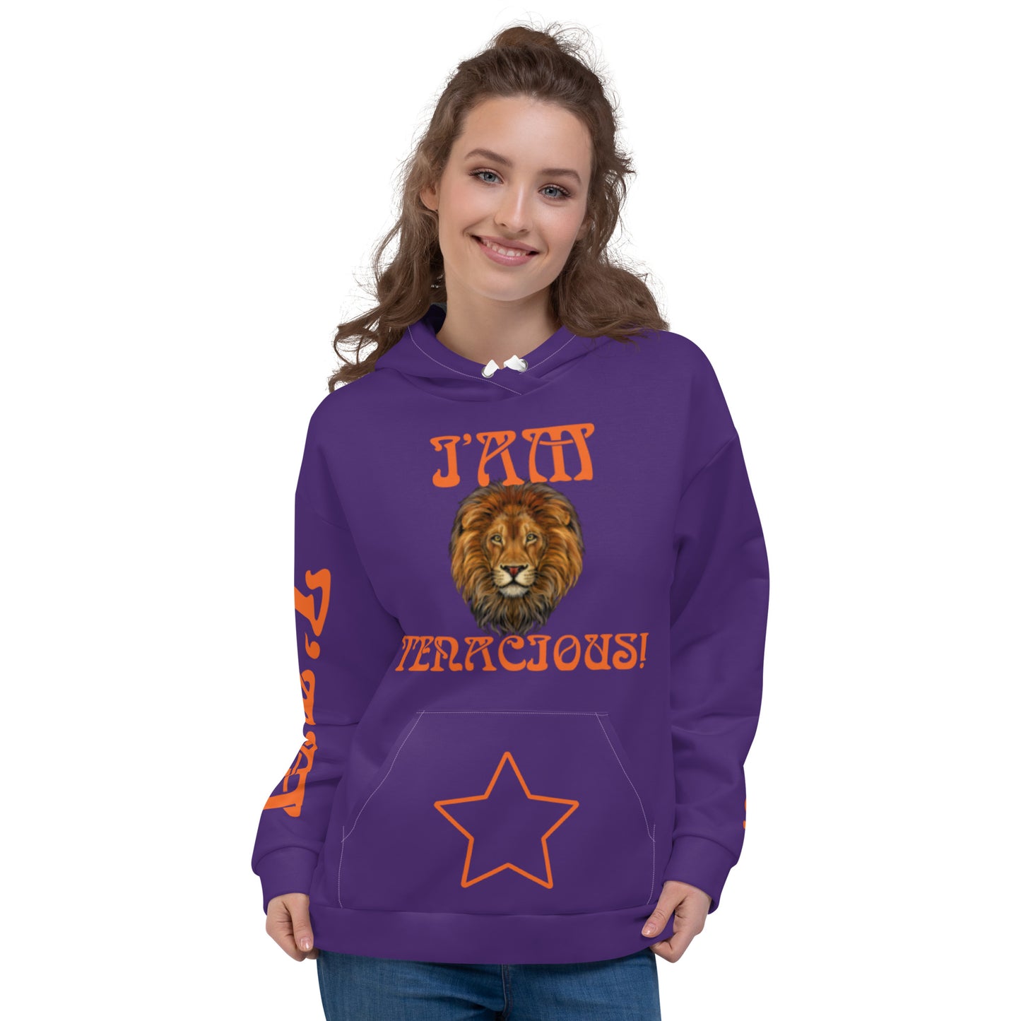 “I’AM TENACIOUS!”Purple Unisex Hoodie W/Orange Font