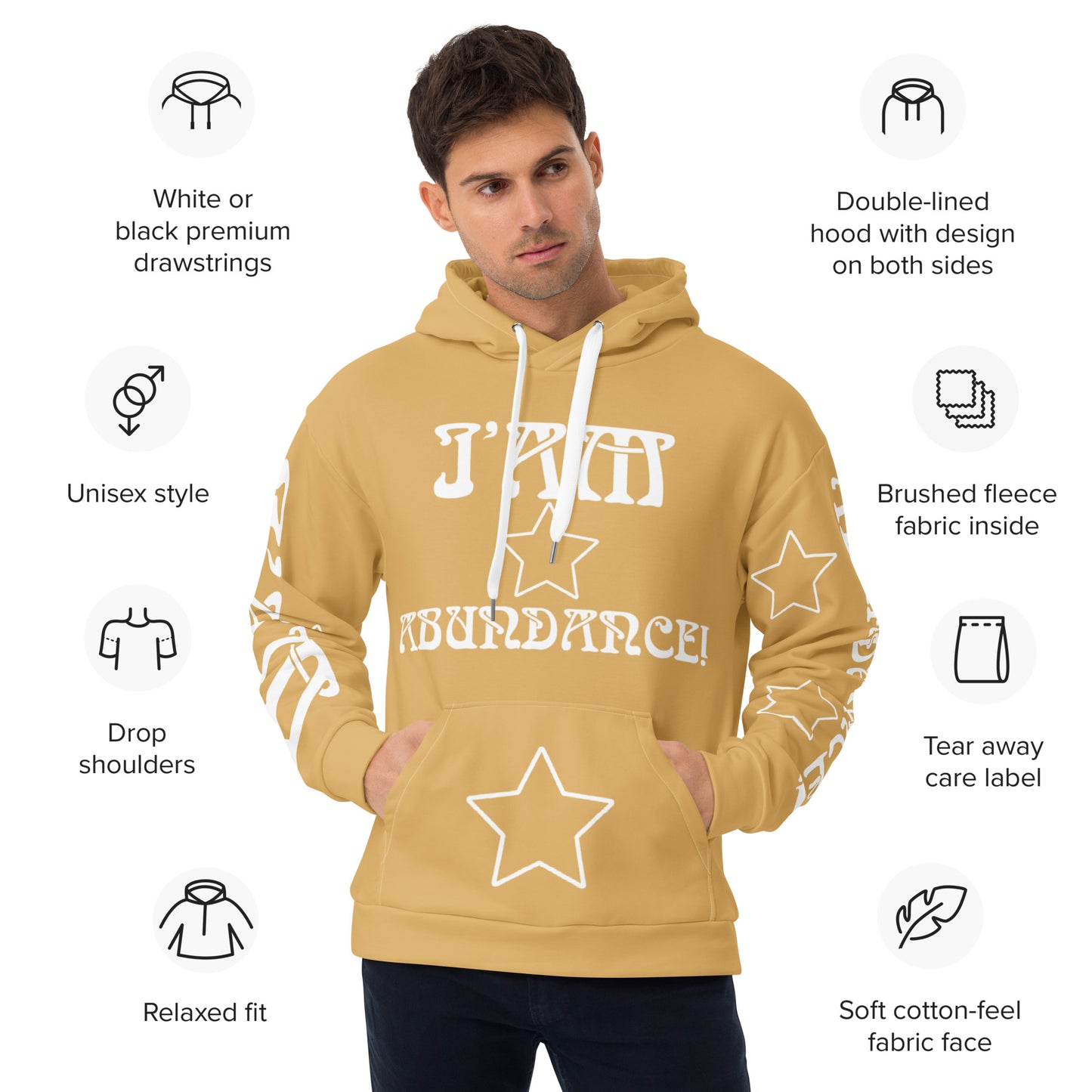 “I’AM ABUNDANCE!” Fawn Unisex Hoodie W/White Font