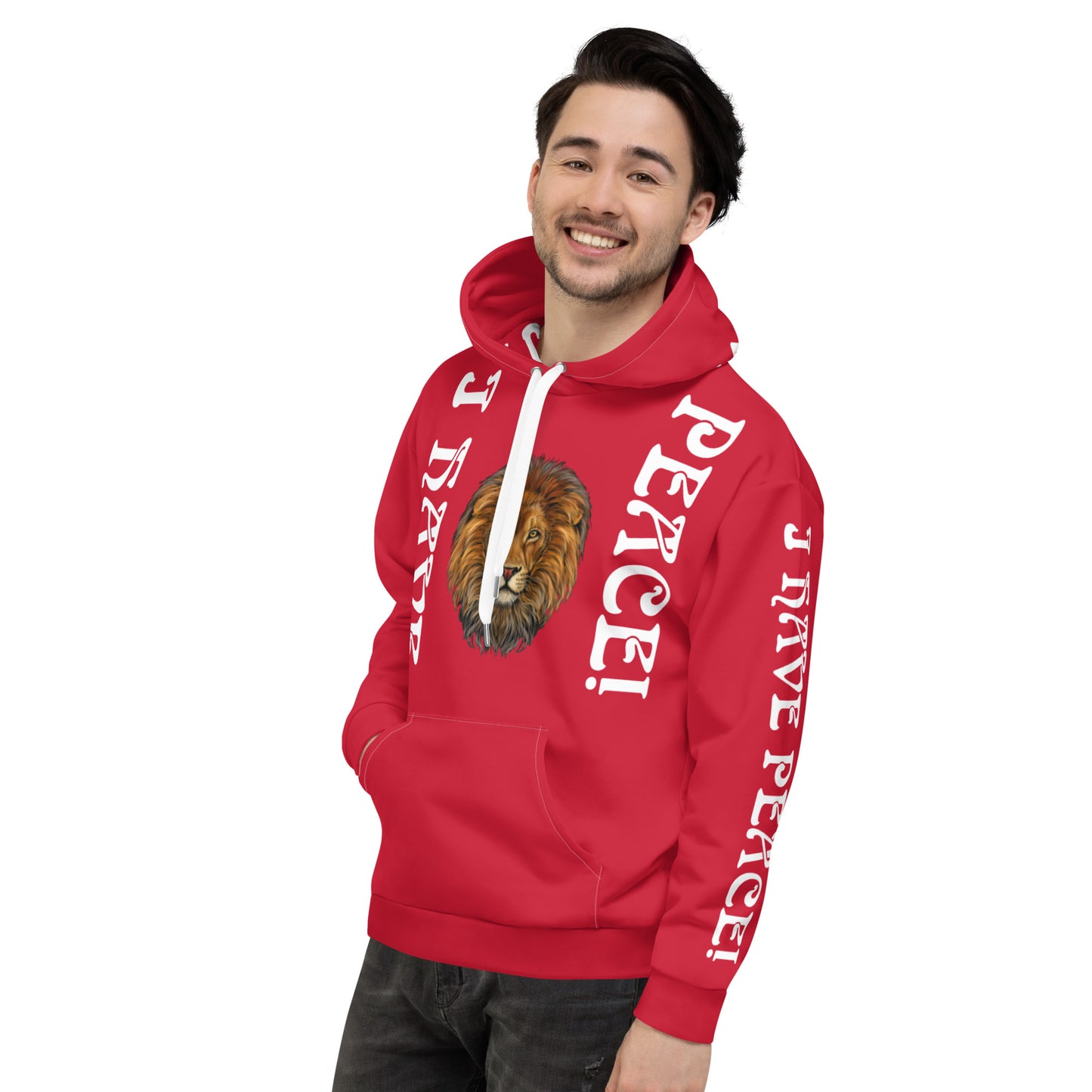 “I HAVE PEACE!"Red Unisex Hoodie W/White Font