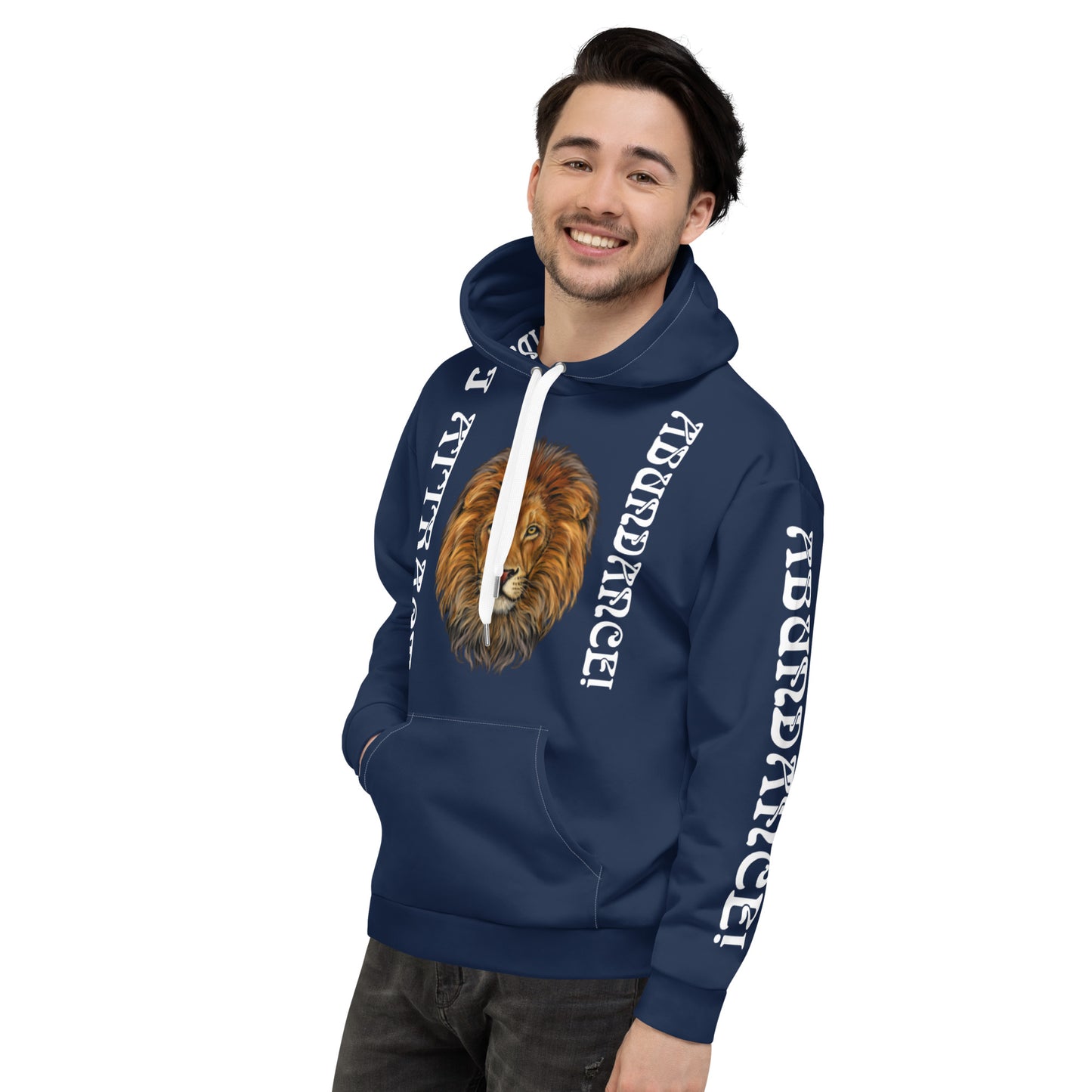 “I ATTRACT ABUNDANCE!"Navy Unisex Hoodie W/White Font