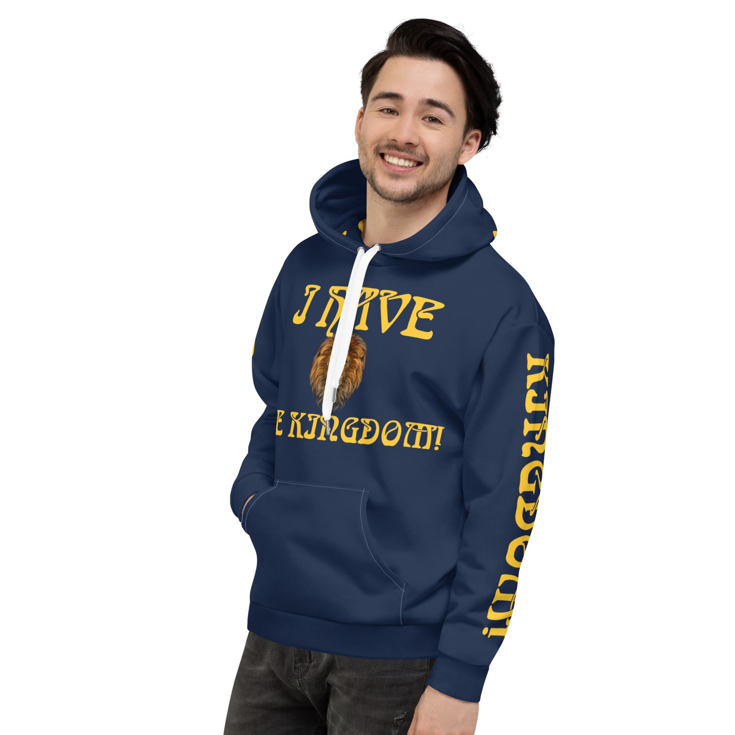 “I HAVE THE KINGDOM!”Navy Unisex Hoodie W/Yellow Font