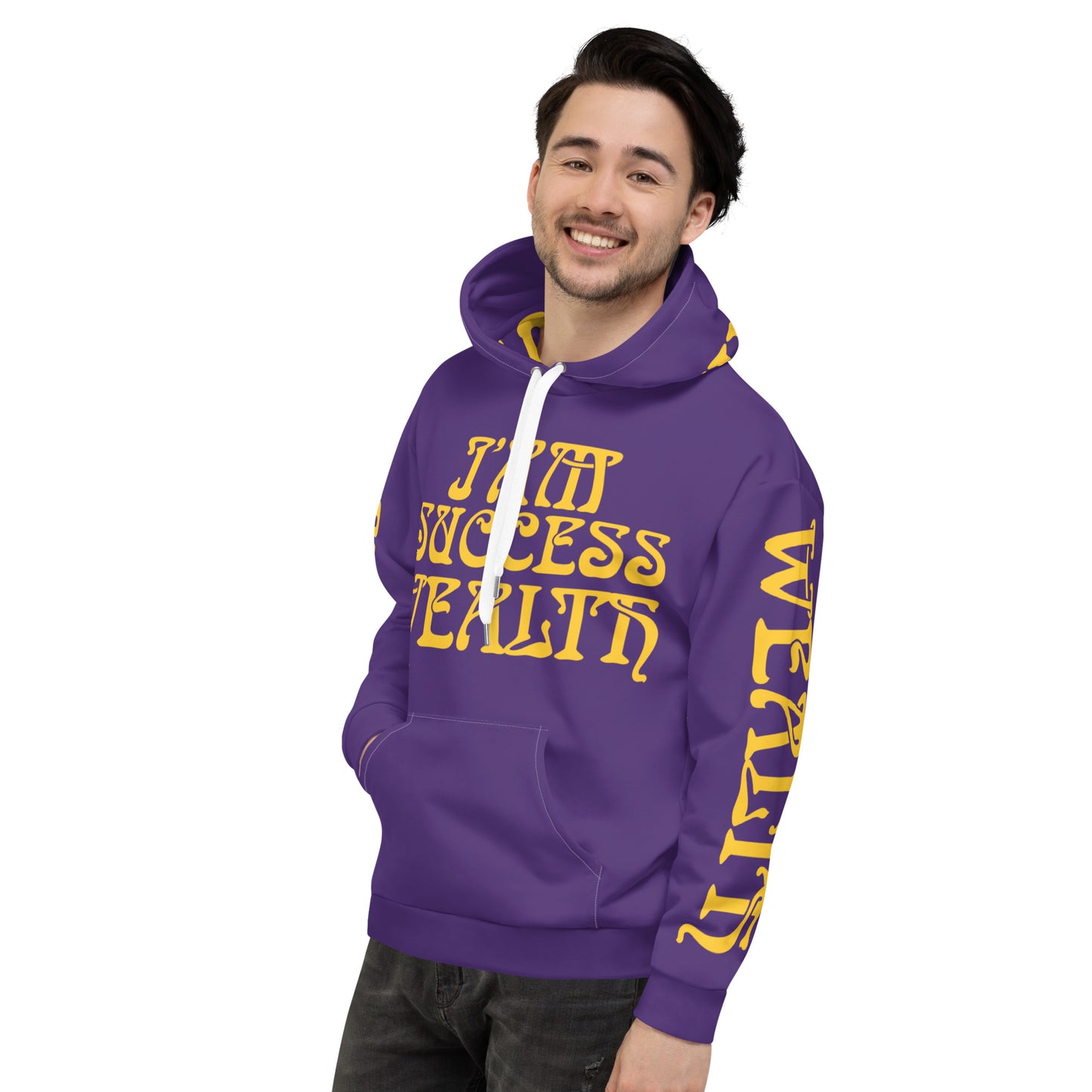 “I’AM SUCCESS,WEALTH!”Purple Unisex Hoodie W/Yellow Font