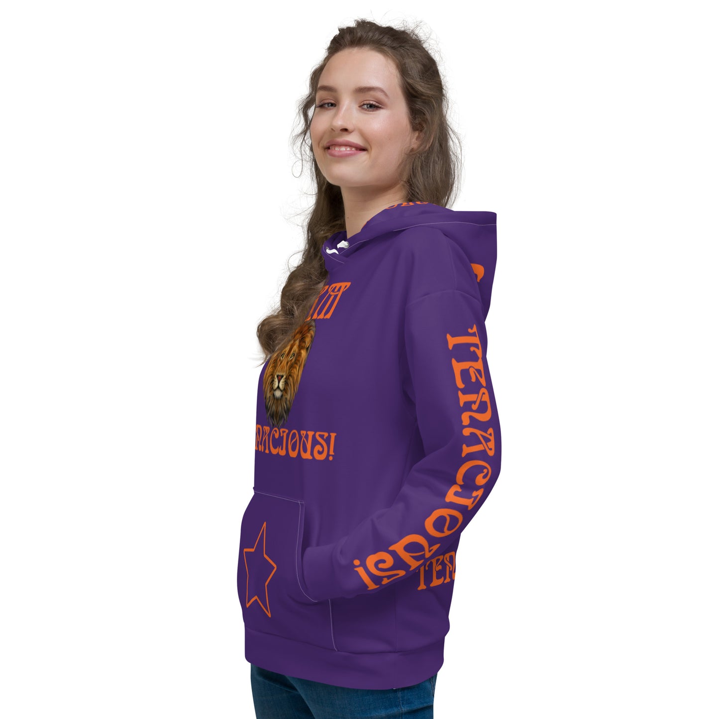 “I’AM TENACIOUS!”Purple Unisex Hoodie W/Orange Font