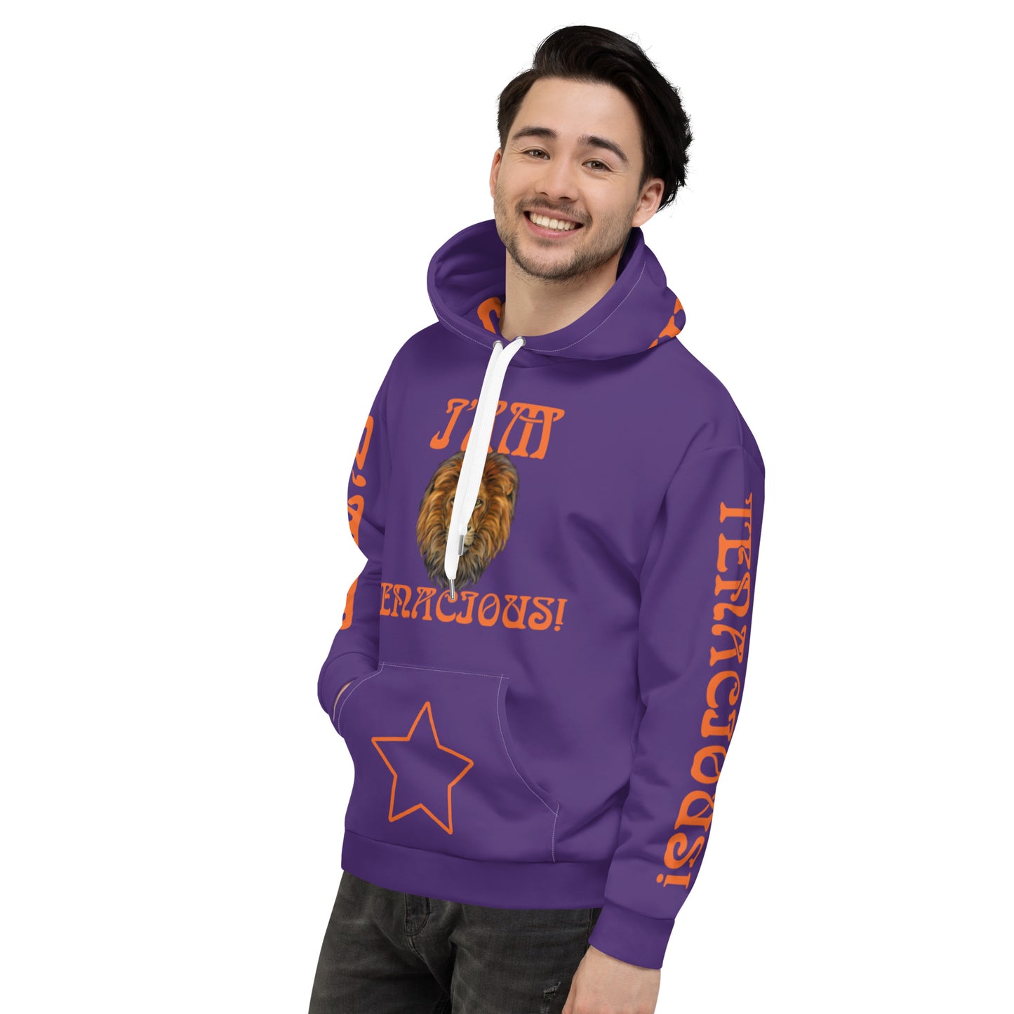 “I’AM TENACIOUS!”Purple Unisex Hoodie W/Orange Font