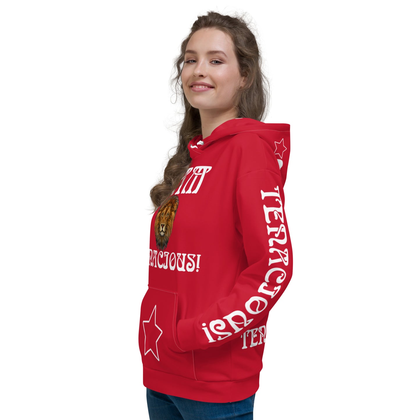 “I’AM TENACIOUS!”Red Unisex Hoodie W/White Font