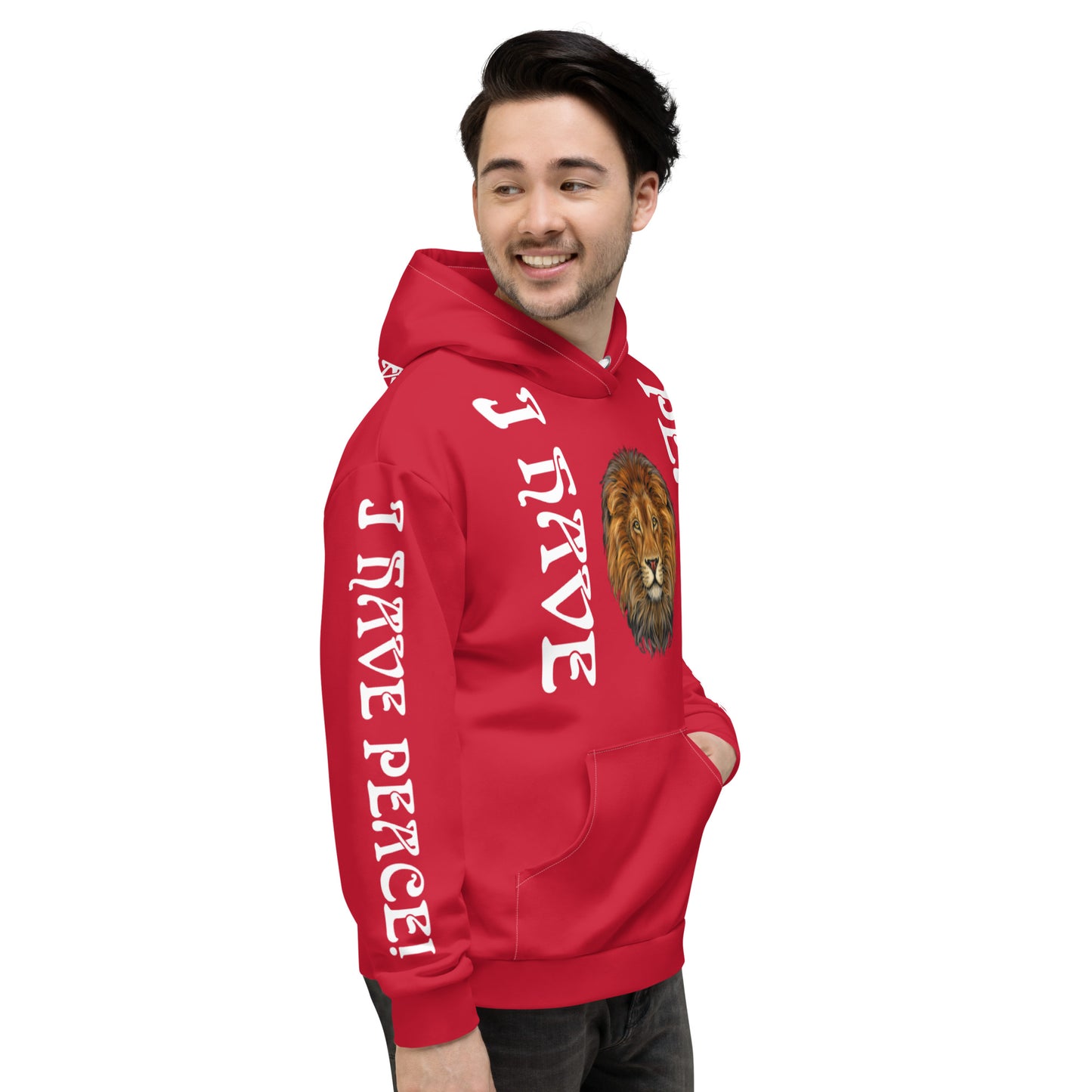 “I HAVE PEACE!"Red Unisex Hoodie W/White Font
