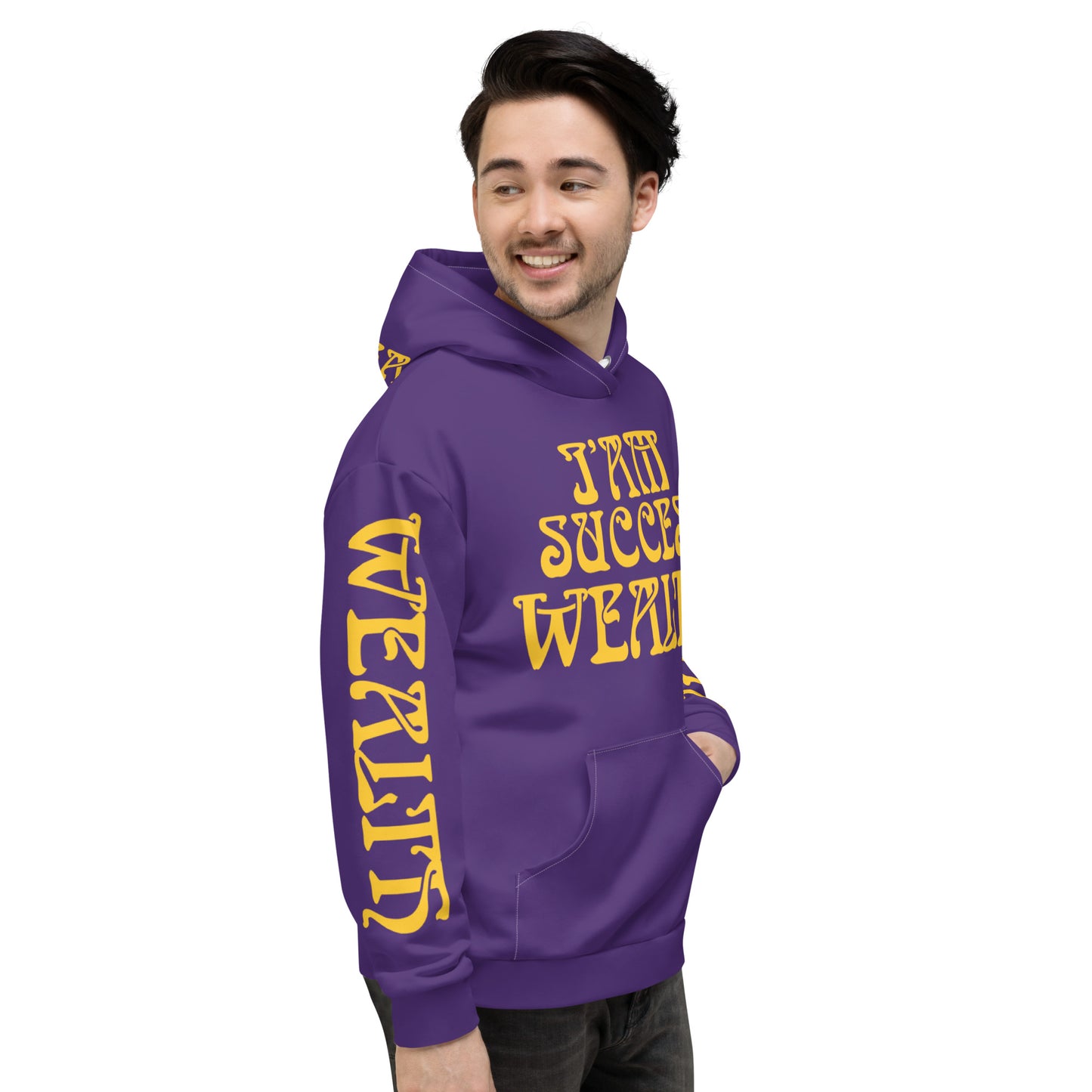 “I’AM SUCCESS,WEALTH!”Purple Unisex Hoodie W/Yellow Font