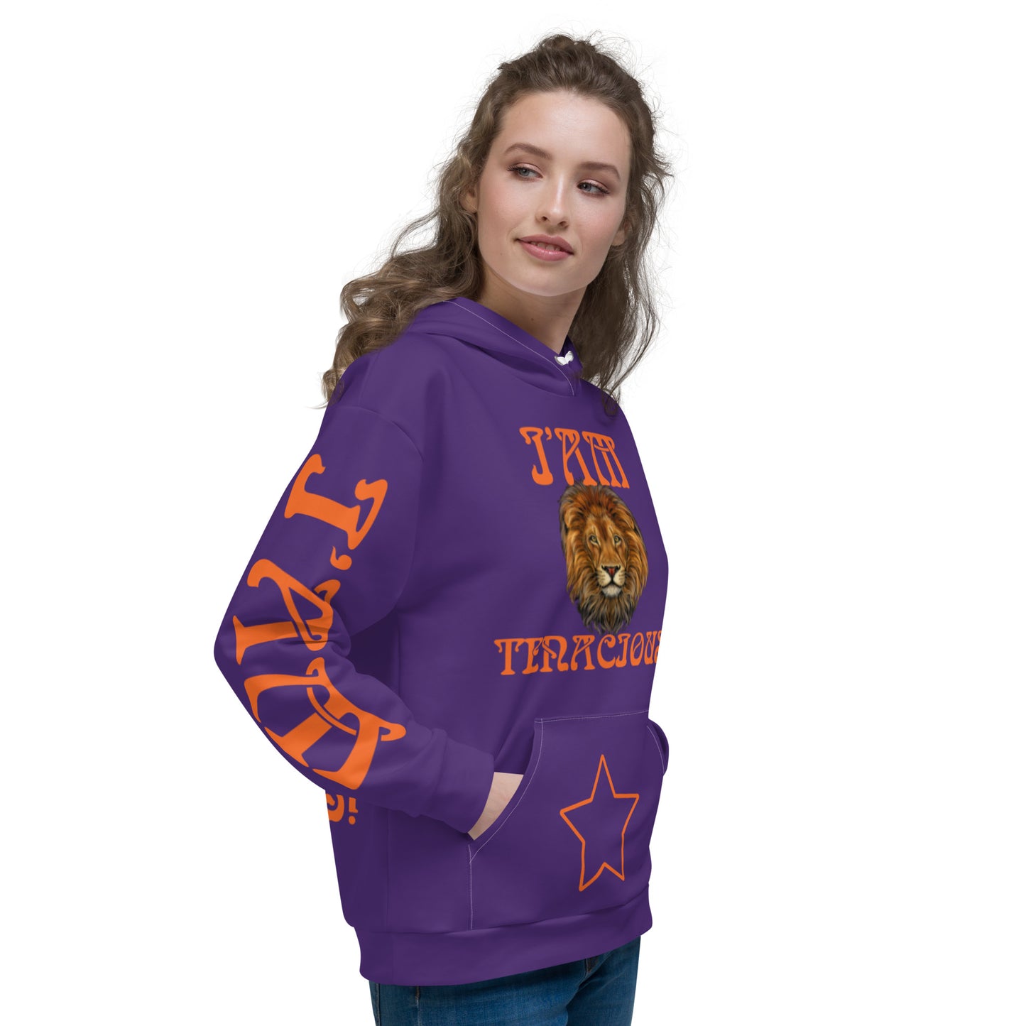 “I’AM TENACIOUS!”Purple Unisex Hoodie W/Orange Font