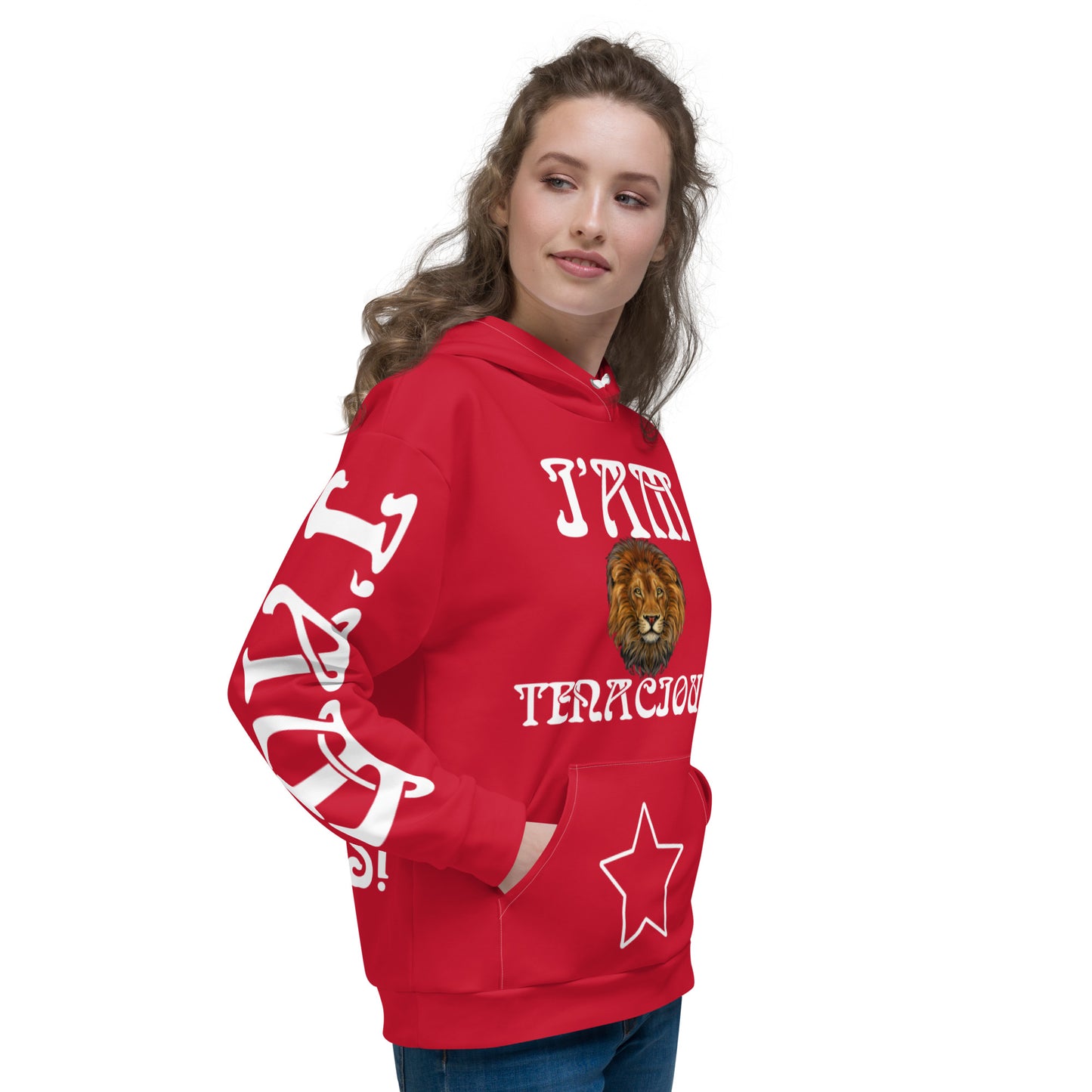 “I’AM TENACIOUS!”Red Unisex Hoodie W/White Font