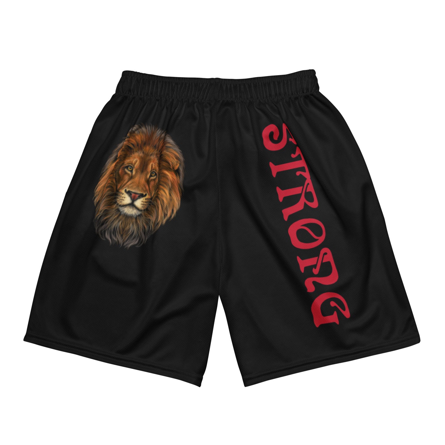 “STRONG”Black Unisex Sport Shorts W/Red Font