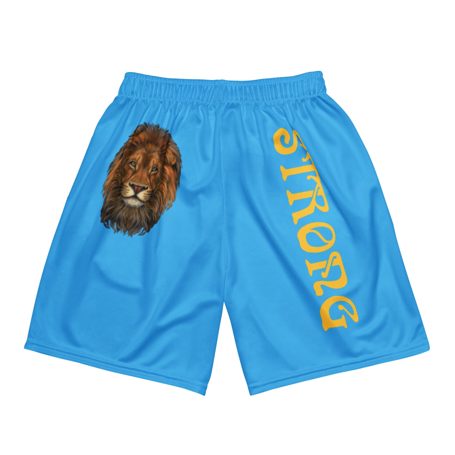 “STRONG”SkyBlue Unisex Sport Shorts W/Yellow Font