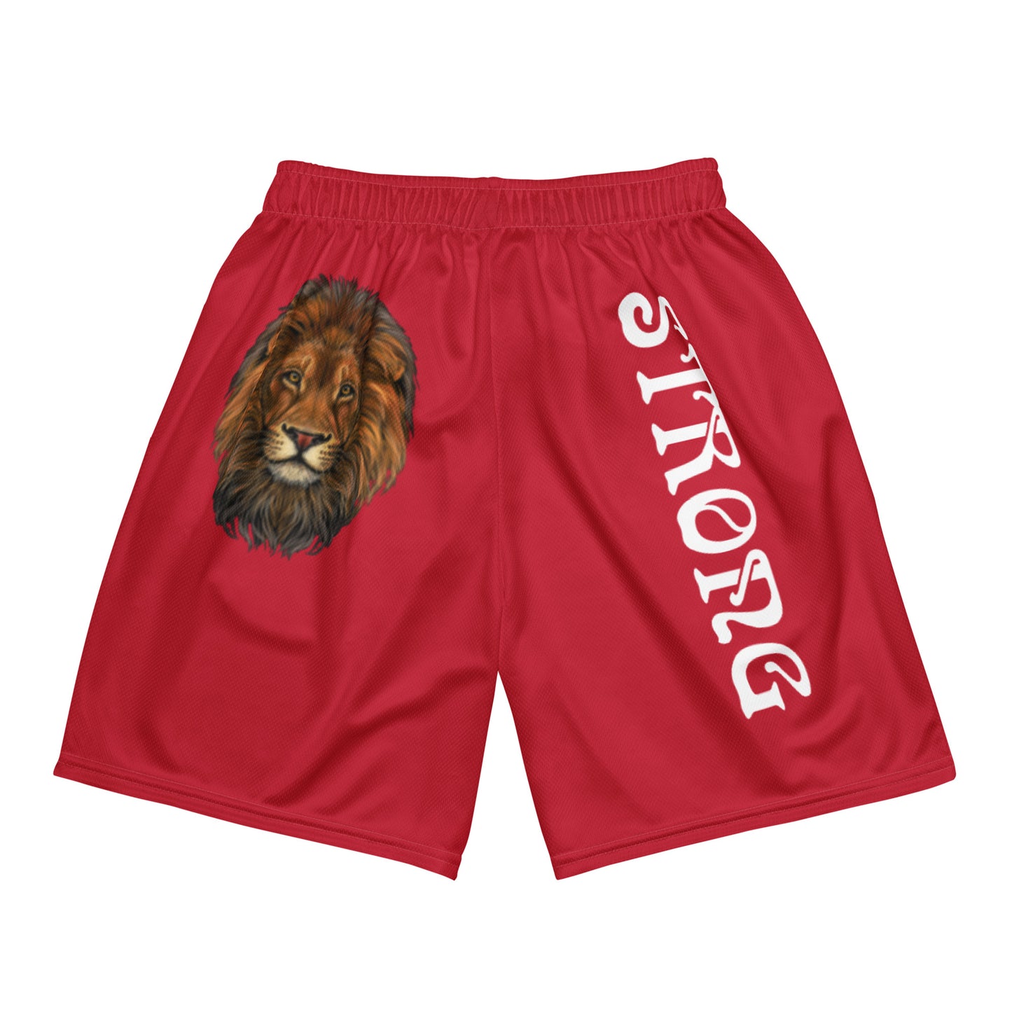 “STRONG”Red Unisex Sport Shorts W/White Font