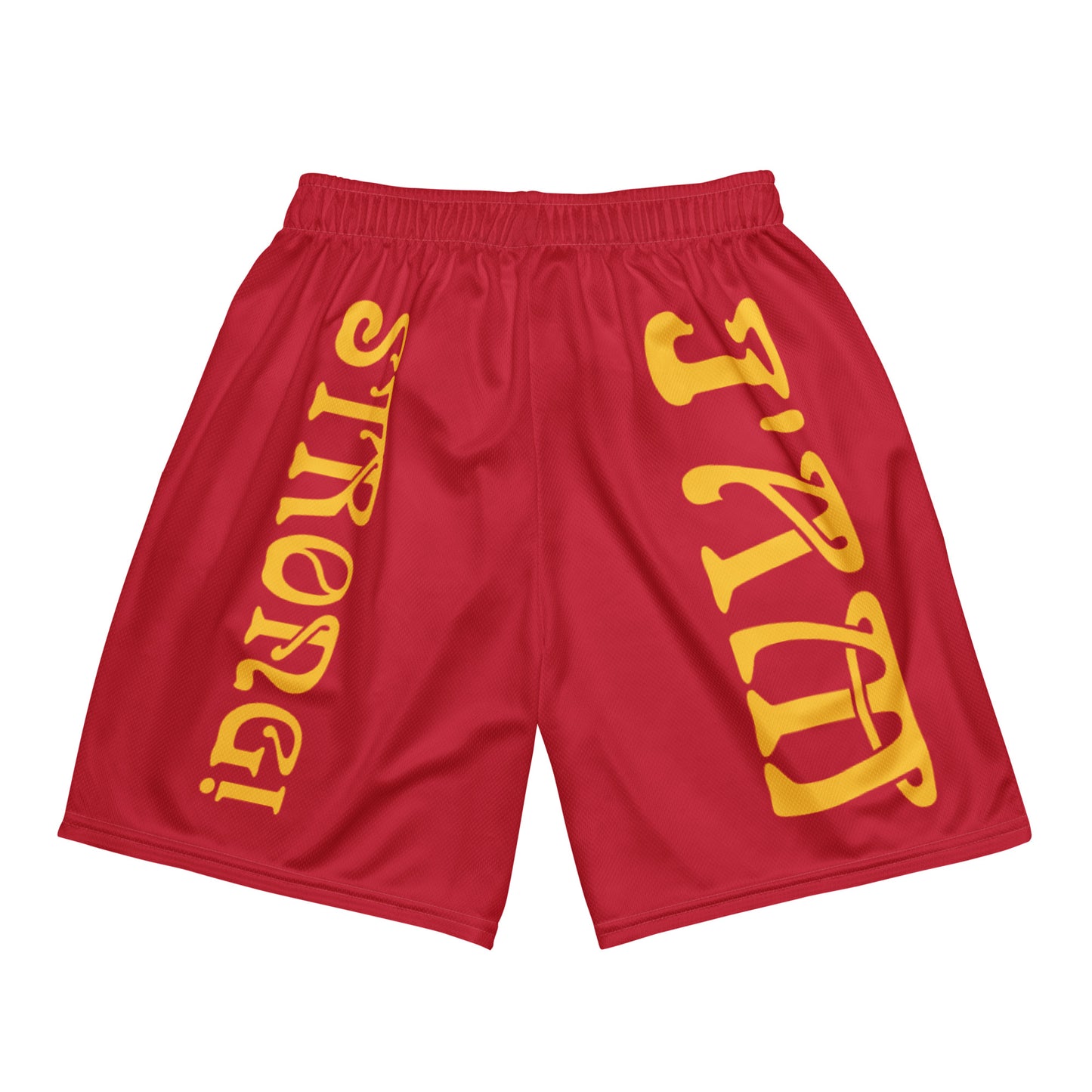 “I’AM STRONG!” Red Unisex Sport Shorts W/Yellow Font