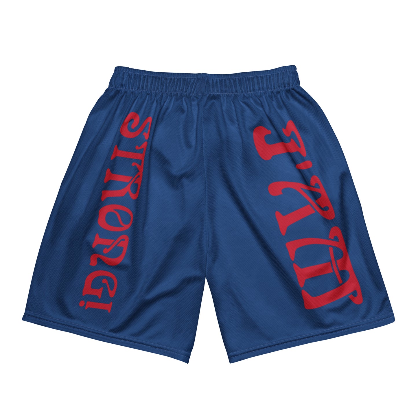 “I’AM STRONG!” Blue Unisex Sport Shorts W/Red Font
