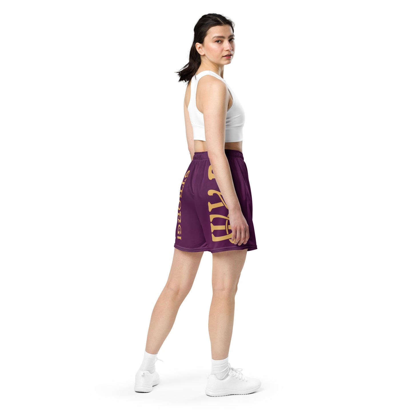 “I’AM STRONG!” Purple Unisex Sport Shorts W/Fawn Font