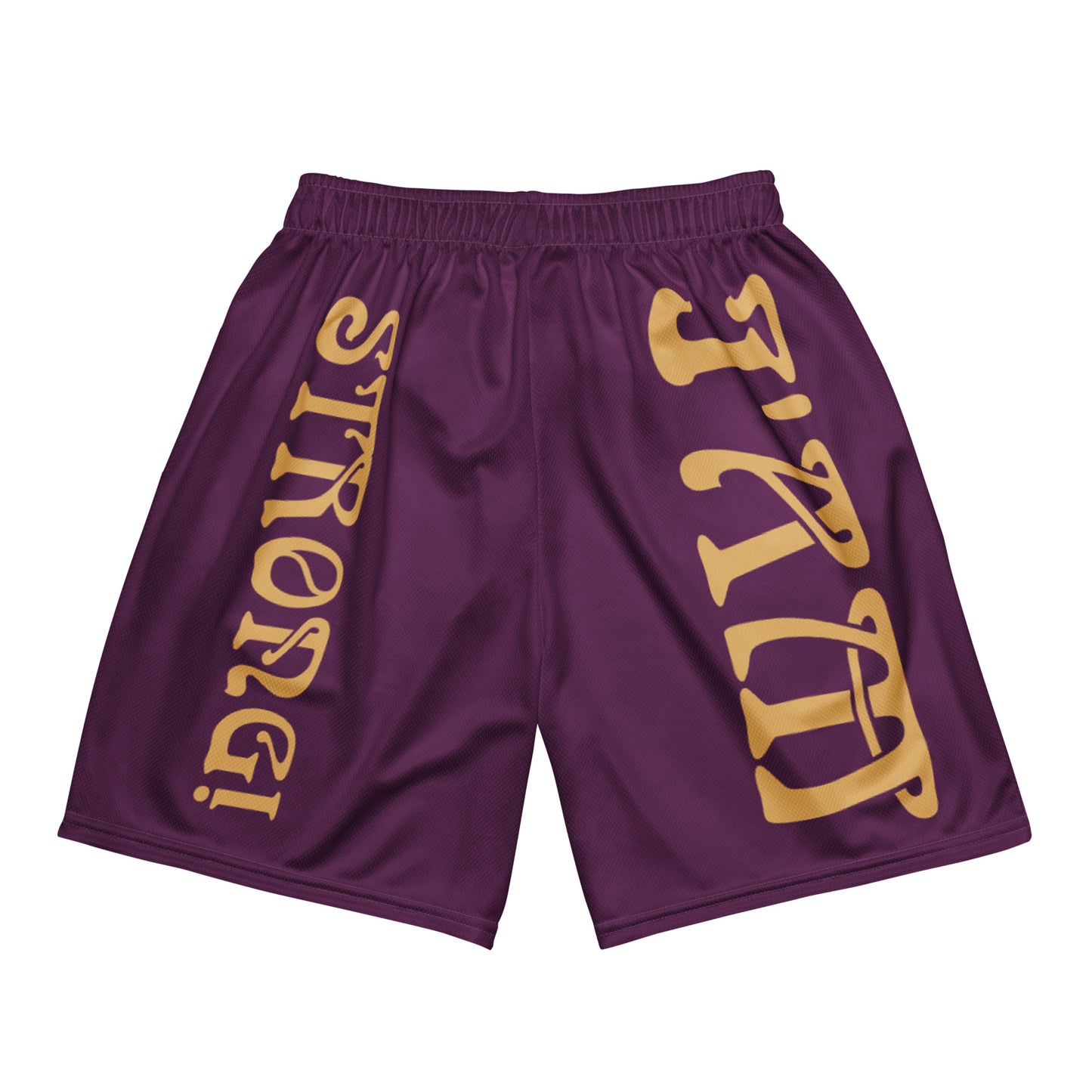 “I’AM STRONG!” Purple Unisex Sport Shorts W/Fawn Font
