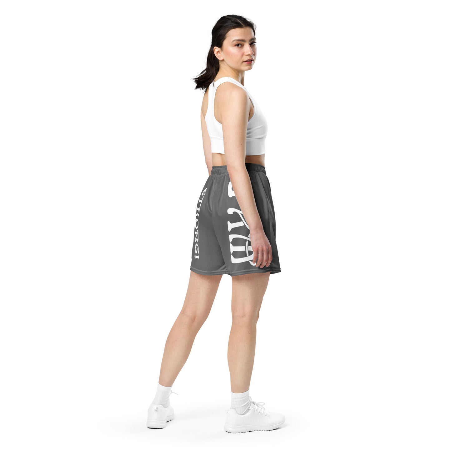 “I’AM STRONG!” Grey Unisex Sport Shorts W/White Font