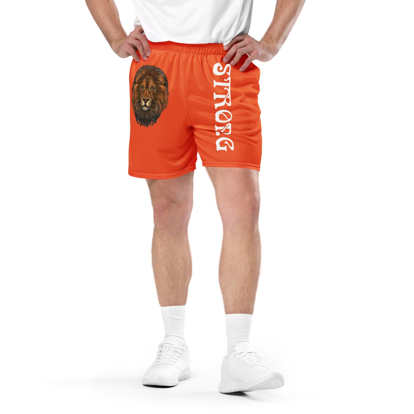 “STRONG”Orange Unisex Sport Shorts W/White Font