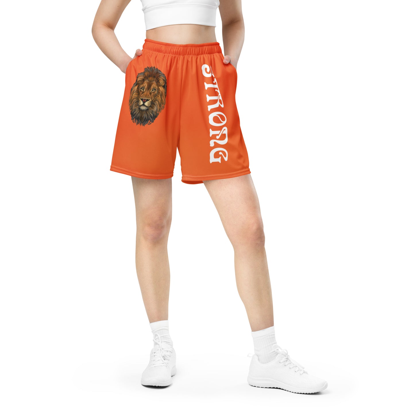 “STRONG”Orange Unisex Sport Shorts W/White Font