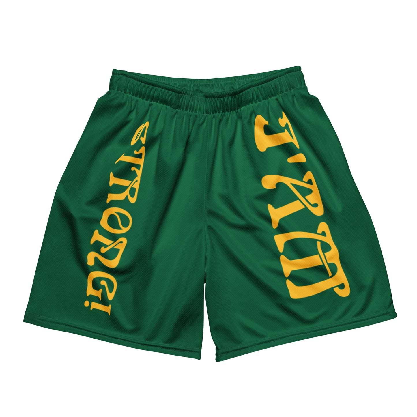 “I’AM STRONG!” Green Unisex Sport Shorts W/Yellow Font