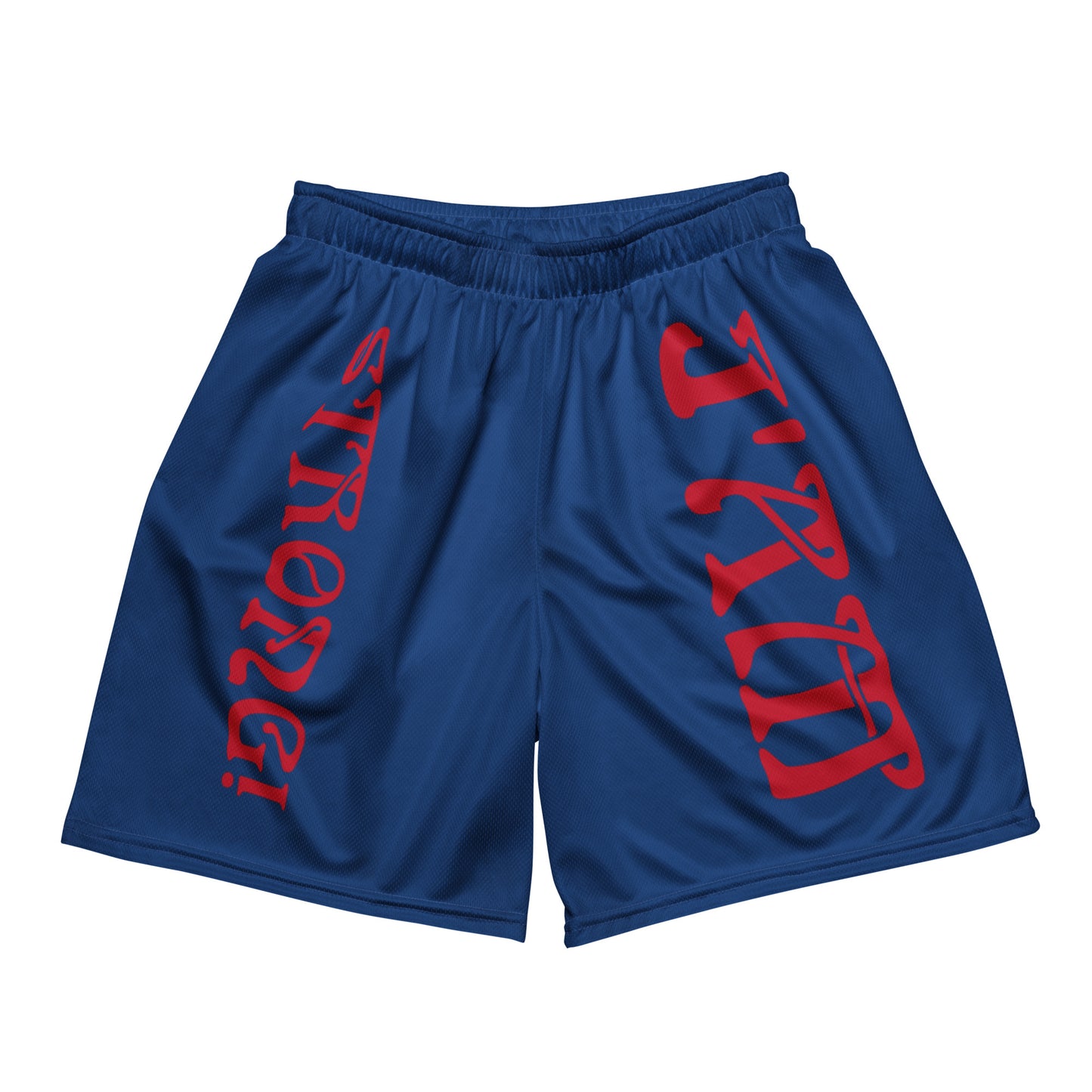 “I’AM STRONG!” Blue Unisex Sport Shorts W/Red Font