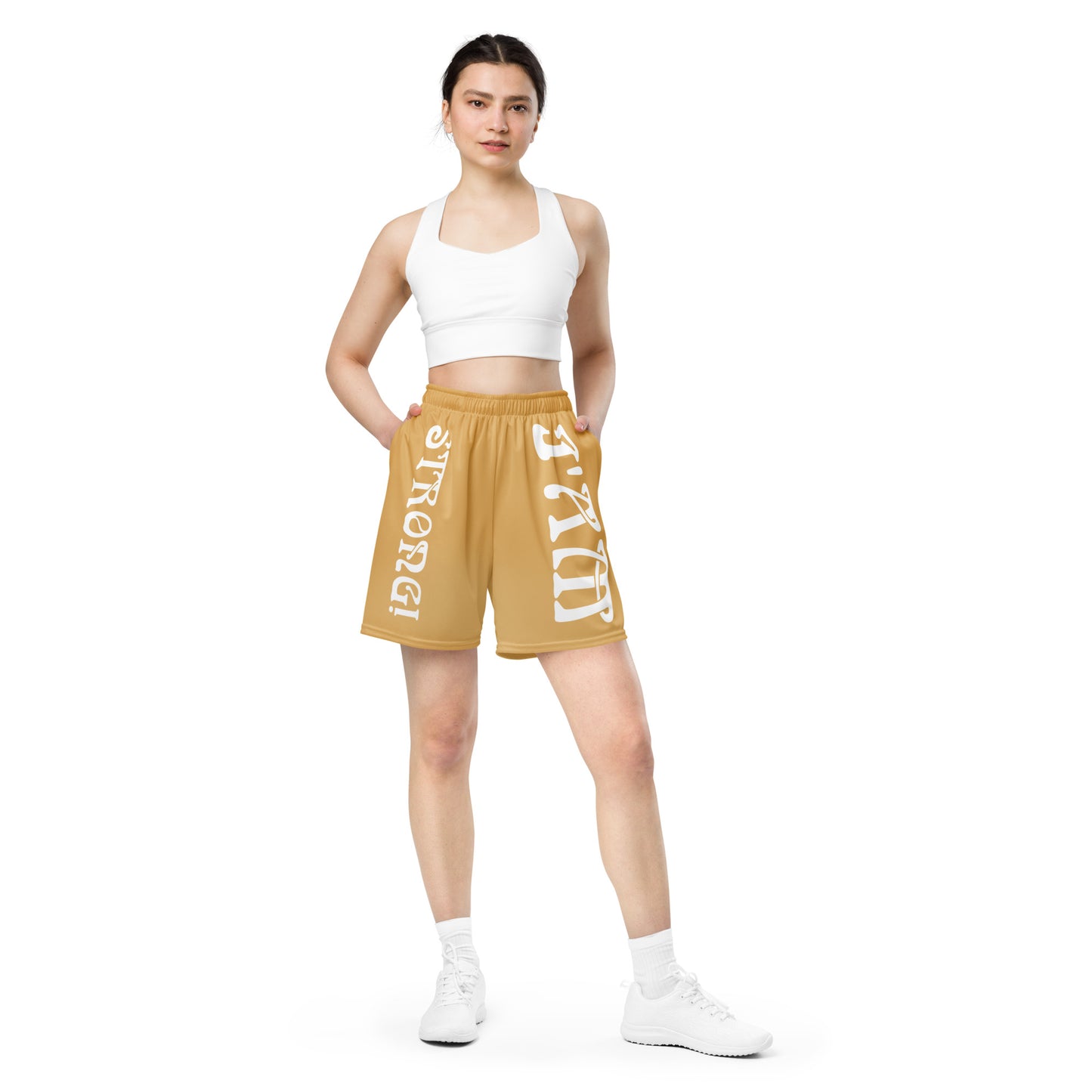 “I’AM STRONG!” Fawn Unisex Sport Shorts W/White Font
