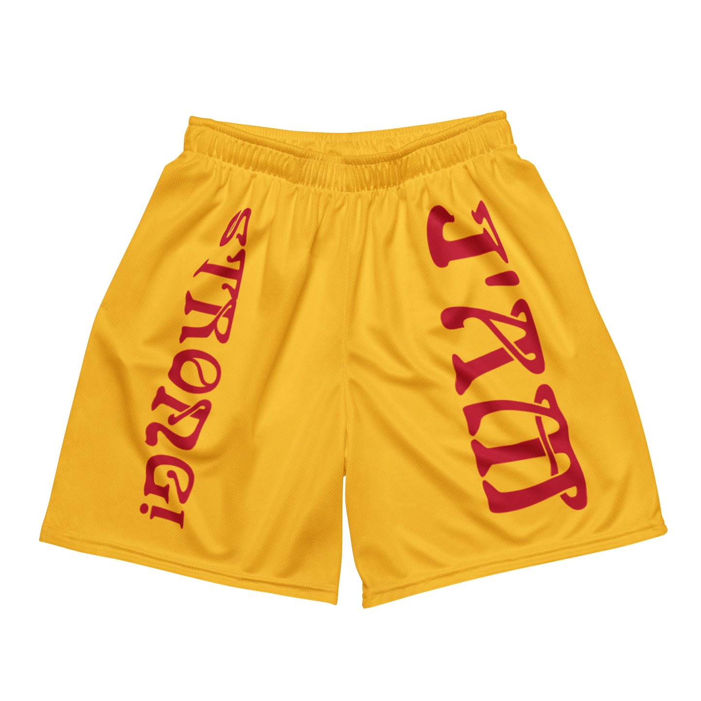 “I’AM STRONG!” Yellow Unisex Sport Shorts W/Red Font