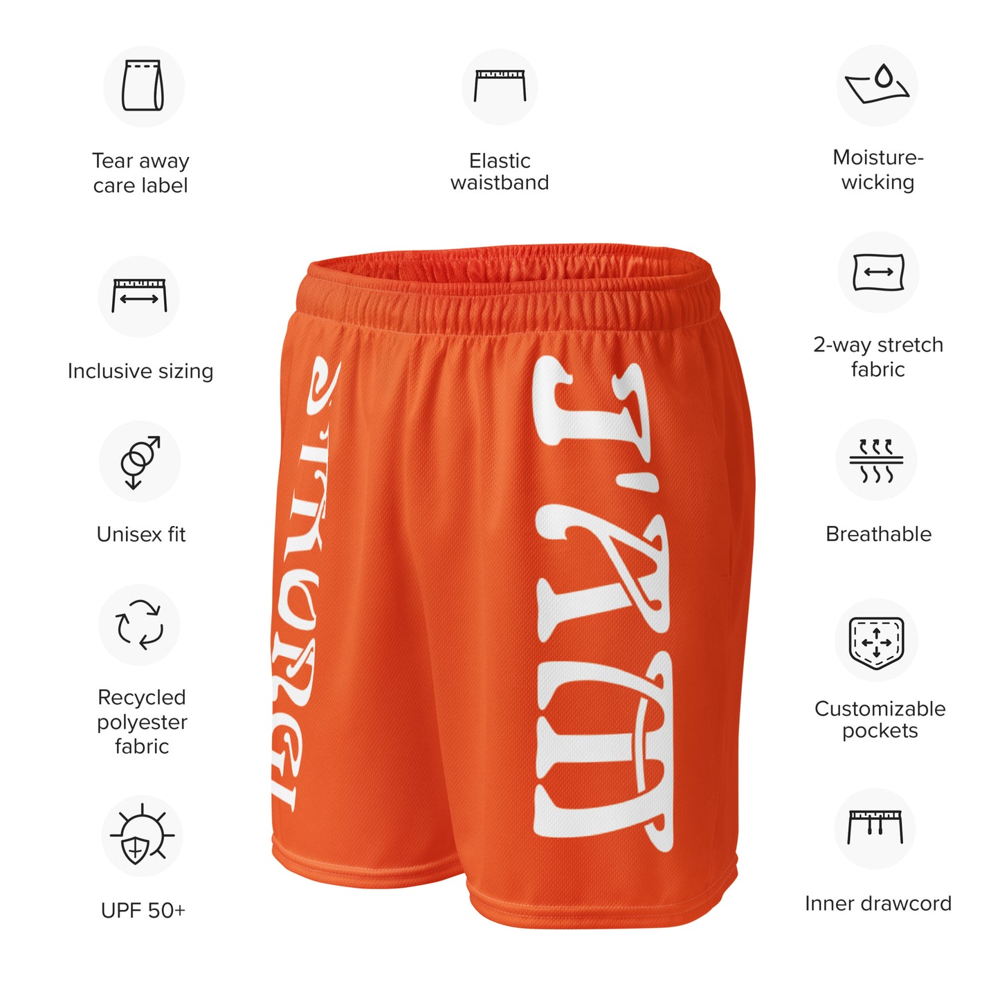 “I’AM STRONG!”Orange Unisex Sport Shorts W/White Font