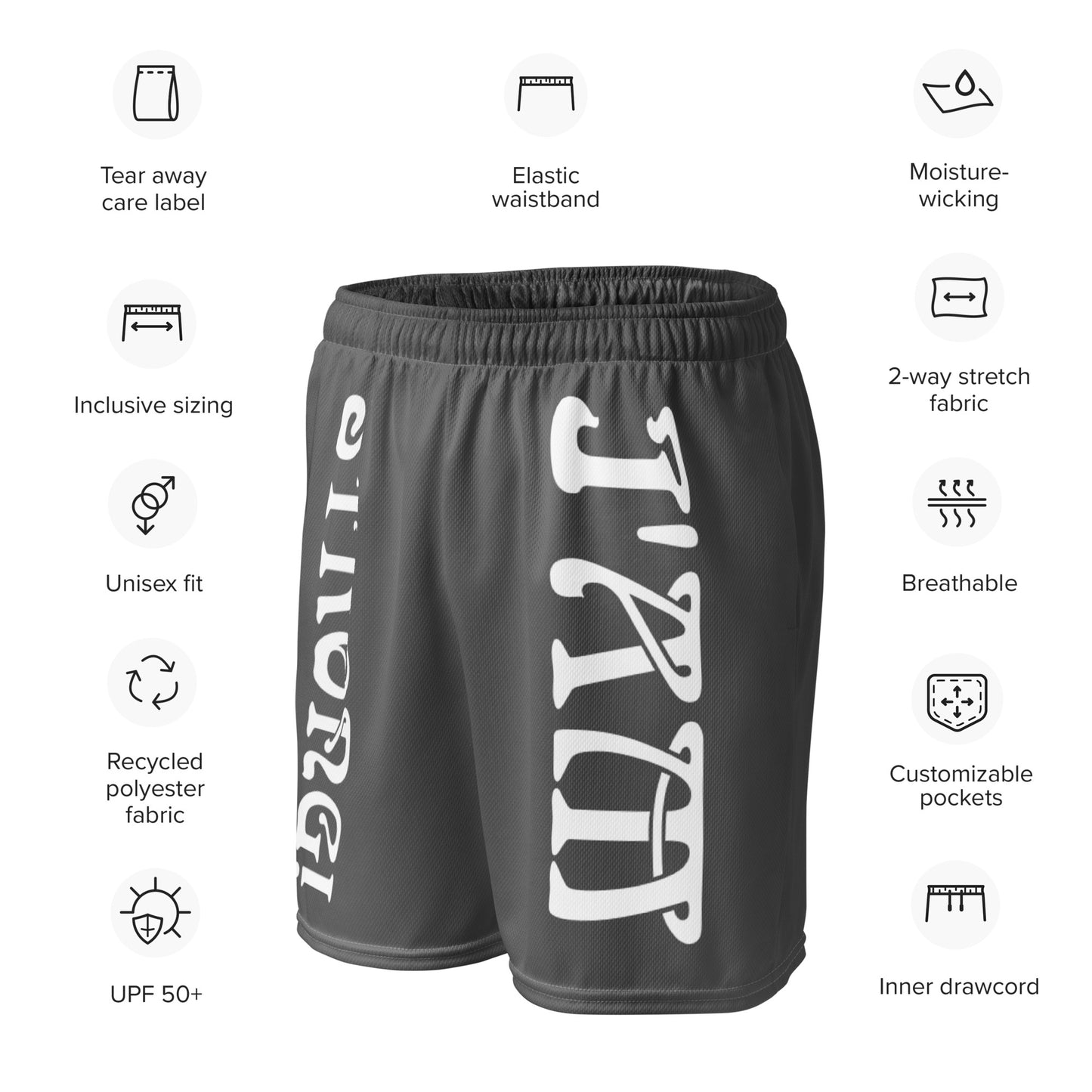 “I’AM STRONG!” Grey Unisex Sport Shorts W/White Font